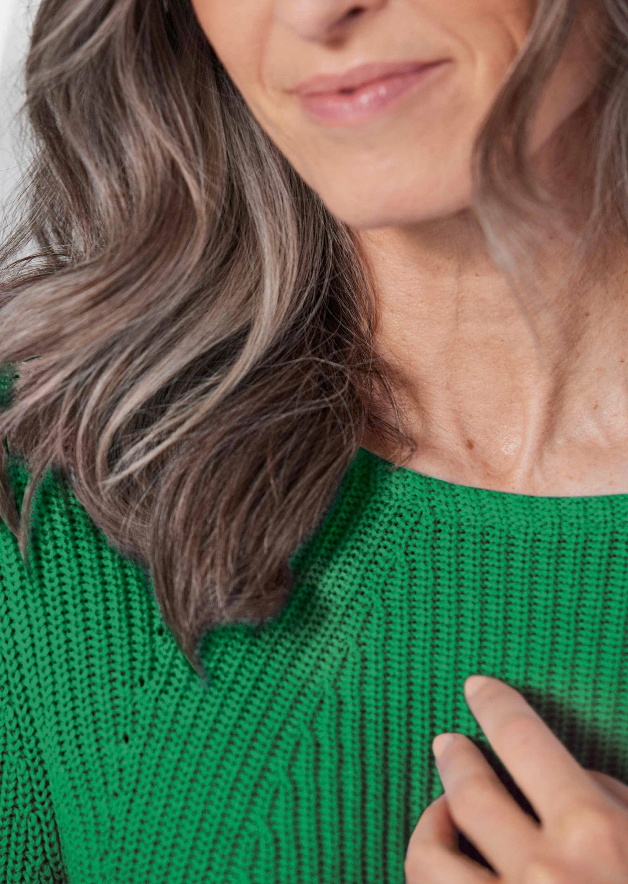 GOLDNER Strickpullover Baumwollpullover mit Patentgrobstrick Winterpullover mit edler Linienführung, U-Boot-Ausschnitt und Langarm