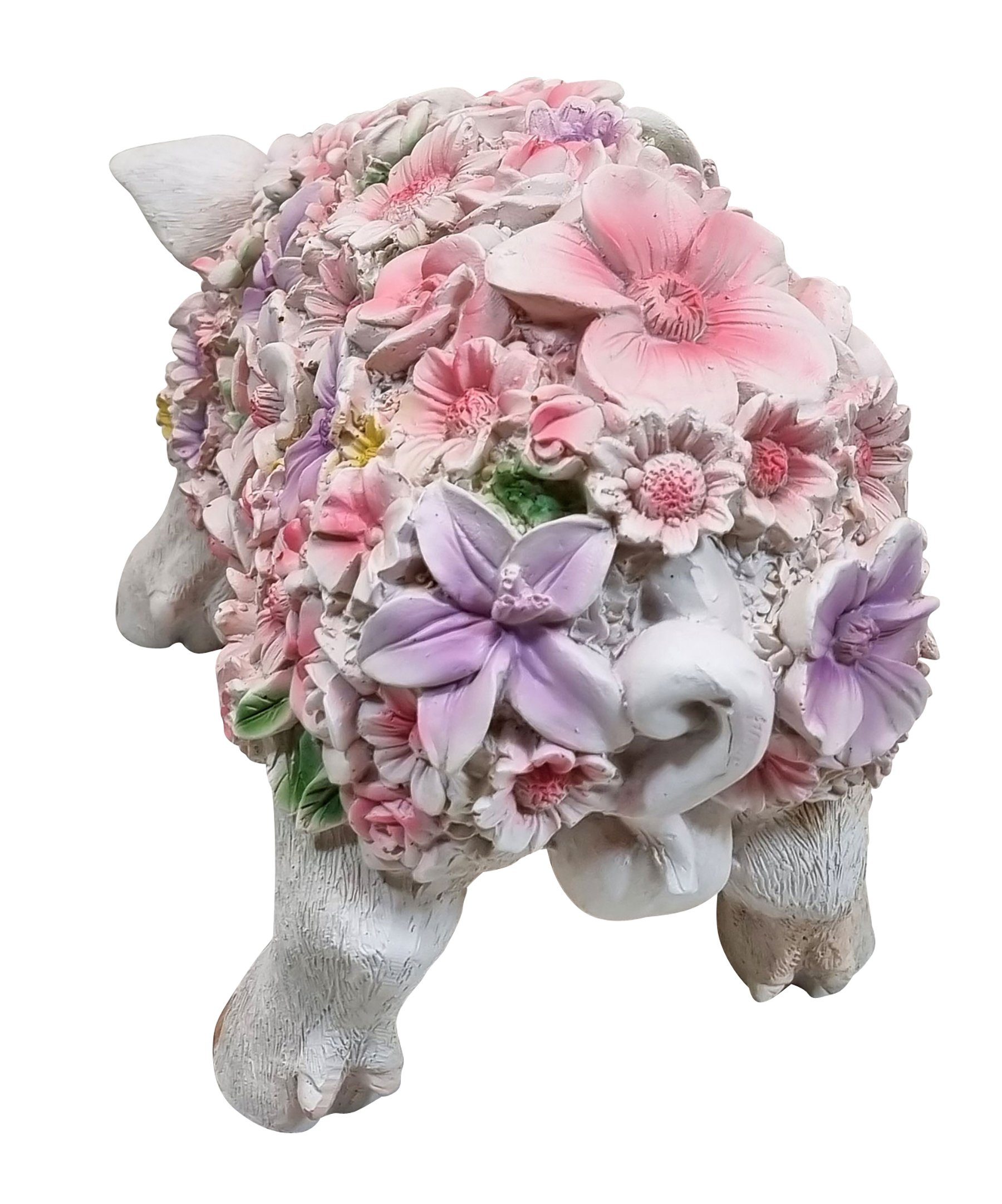Gartenfigur Blumen, handbemalt, stehend Plus Tierfigur St), Schweinchen lustige Fachhandel mit (1