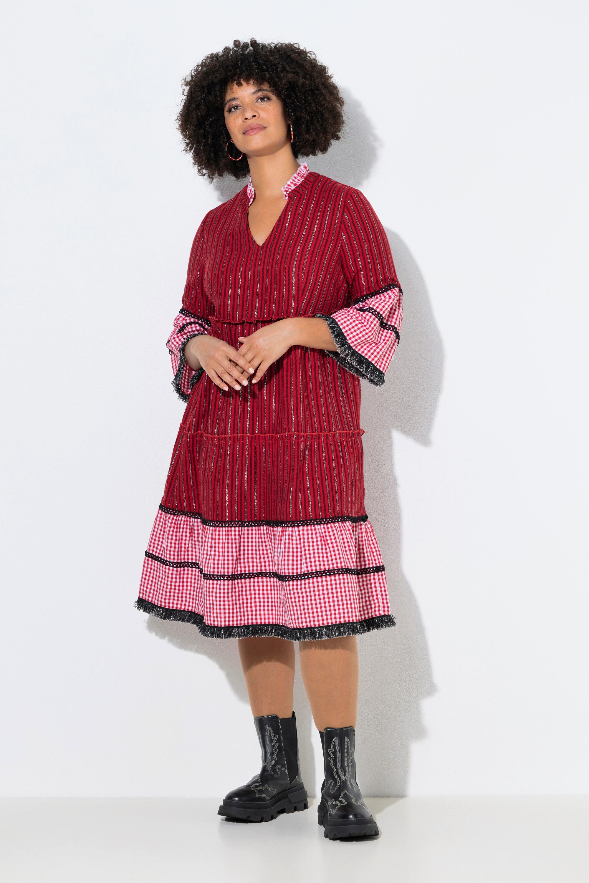 Angel of Style Jerseykleid Maxikleid Jacquard-Mix 3/4-Ärmel