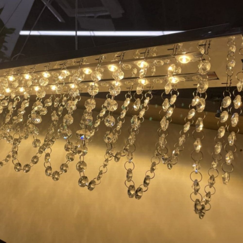 WILGOON LED Pendelleuchte 38W Kristall Pendelleuchte Esszimmer Kronleuchter 180 cm Dimmbar, LED fest integriert, Kaltweiß, Naturweiß, Warmweiß, LED Hänge Leuchte Kristall Pendel mit Fernbedienung, Höhe verstellbar