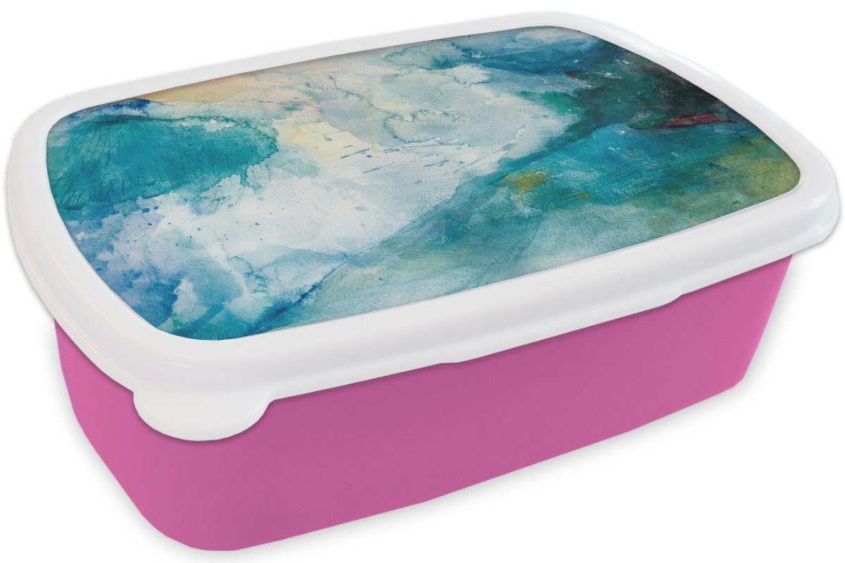 Brotdose (2-tlg), Sturm Aquarell, Meer Lunchbox für Kinder, Kunststoff Brotbox MuchoWow - Kunststoff, Mädchen, Erwachsene, rosa Snackbox, -