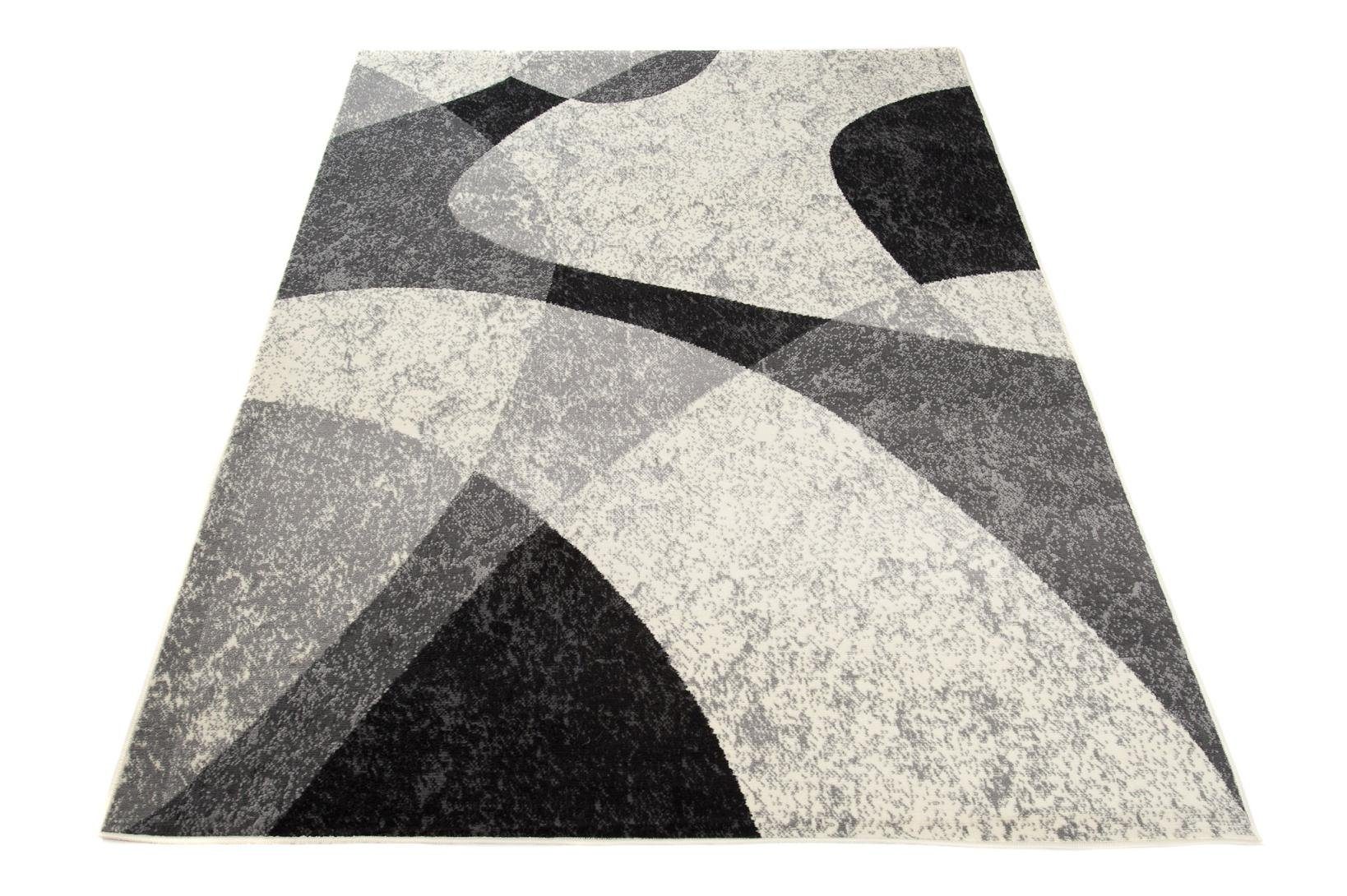 Weich, 80 Modern Teppich 7 mm, für Pflegeleich, Fußbodenheizung, x Grau Höhe Designteppich Geometrisch cm, Kurzflor Mazovia, 150 Geeignet -