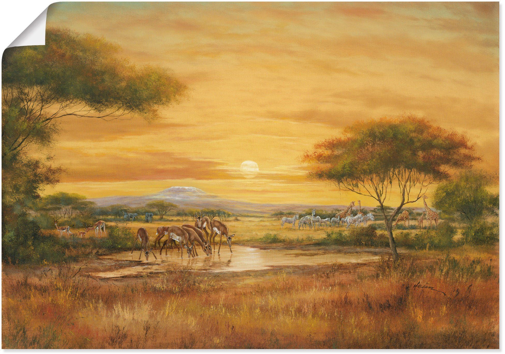 Afrikanische in Wandaufkleber Poster oder (1 versch. Wandbild Artland als Wildtiere Größen St), Steppe, Leinwandbild, Alubild,