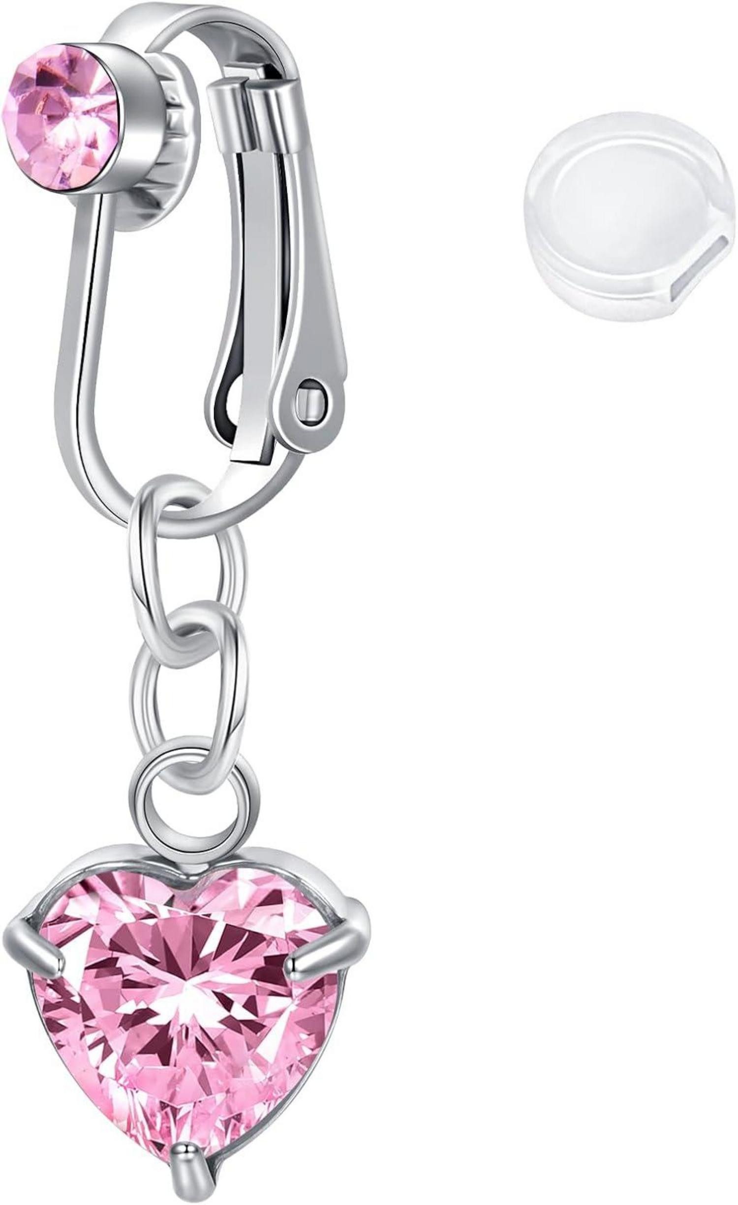 Briana Williams Fake-Spiral-Set Herz Schmetterling Fake Bauchnabelpiercing Edelstahl Clips Zirkon