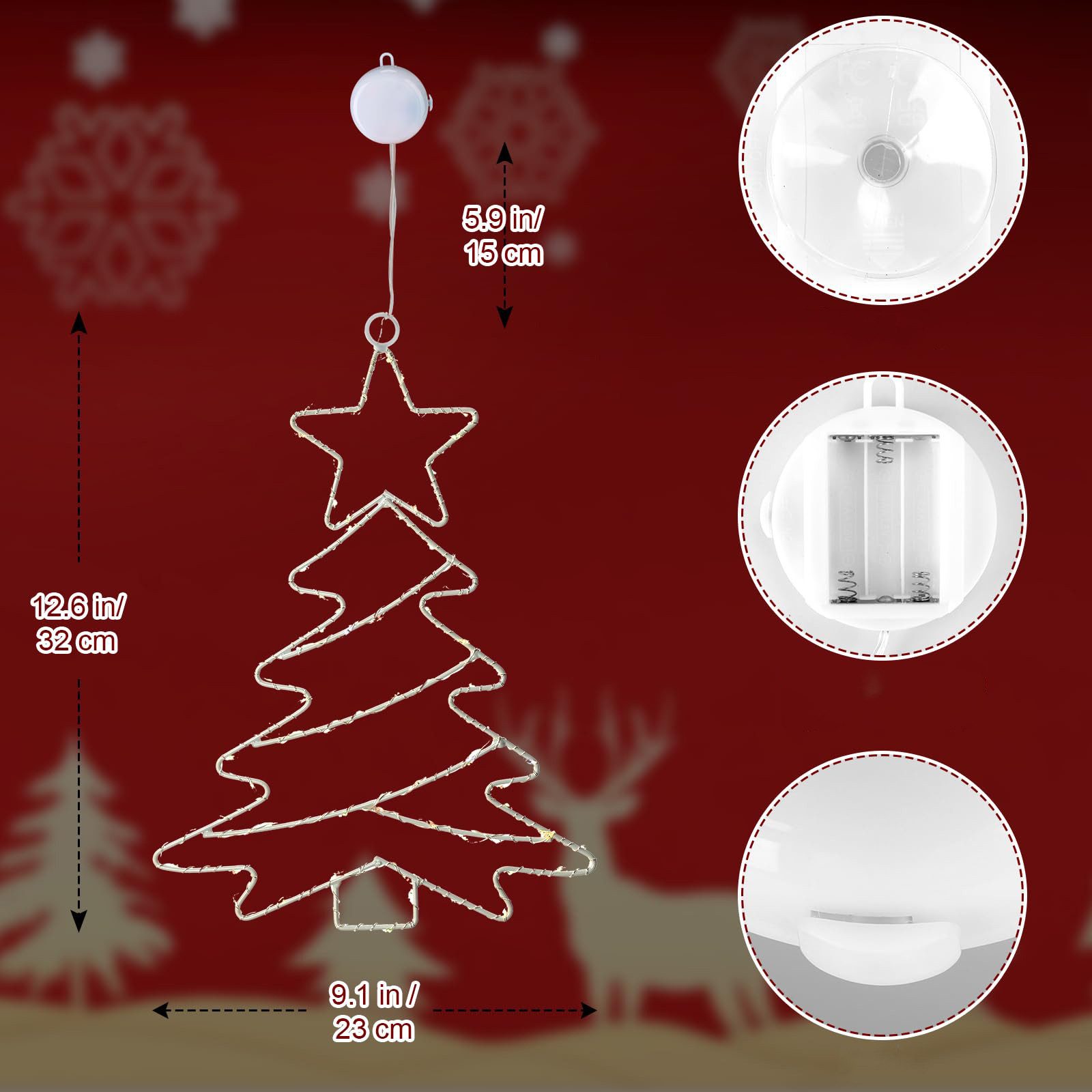 MUPOO Fensterdekoration Weihnachtsfensterlichter Batteriebetriebene Hängend günstig online kaufen