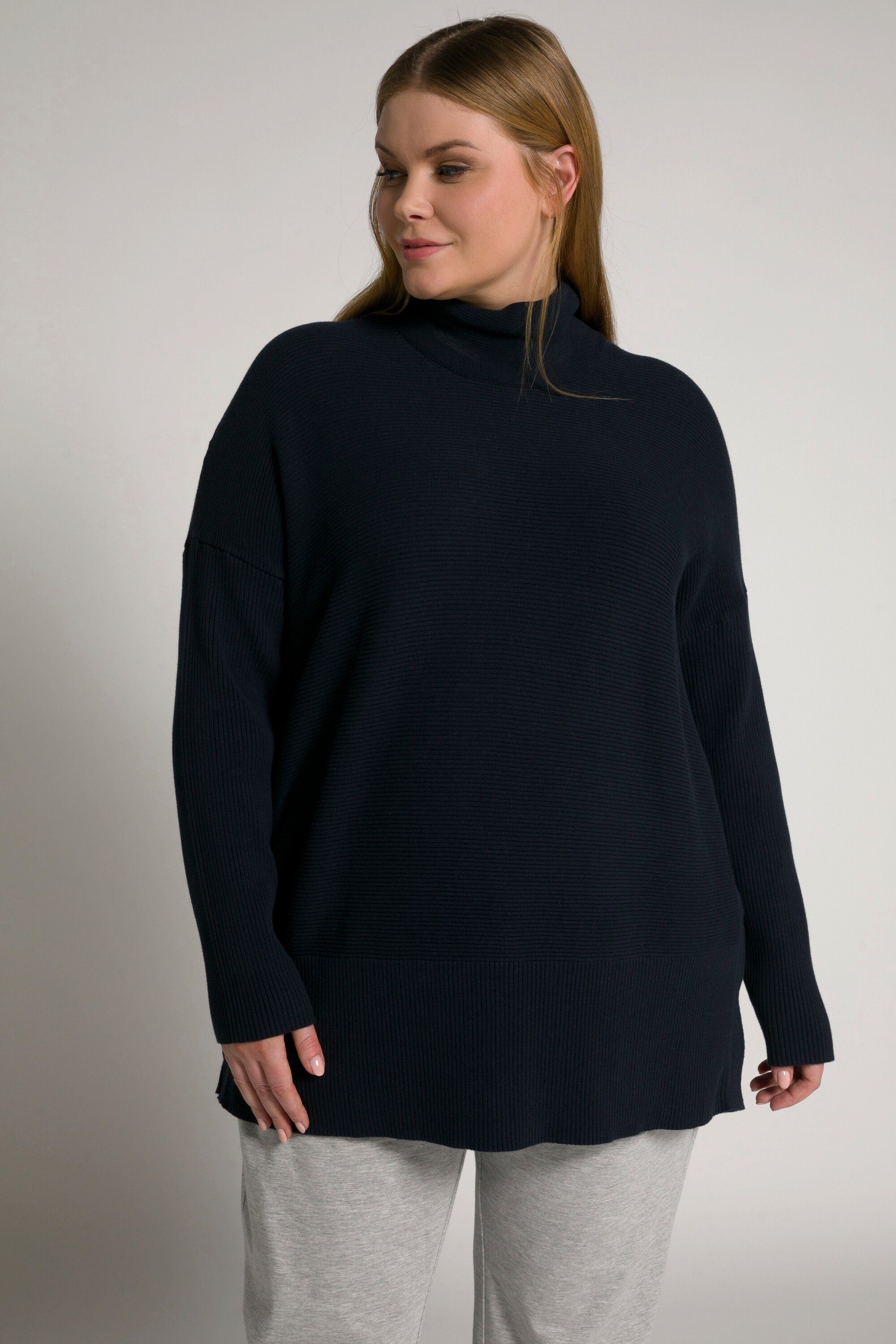 Strickpullover Bellieva-Pullover Stehkragen Druckknöpfe Langarm