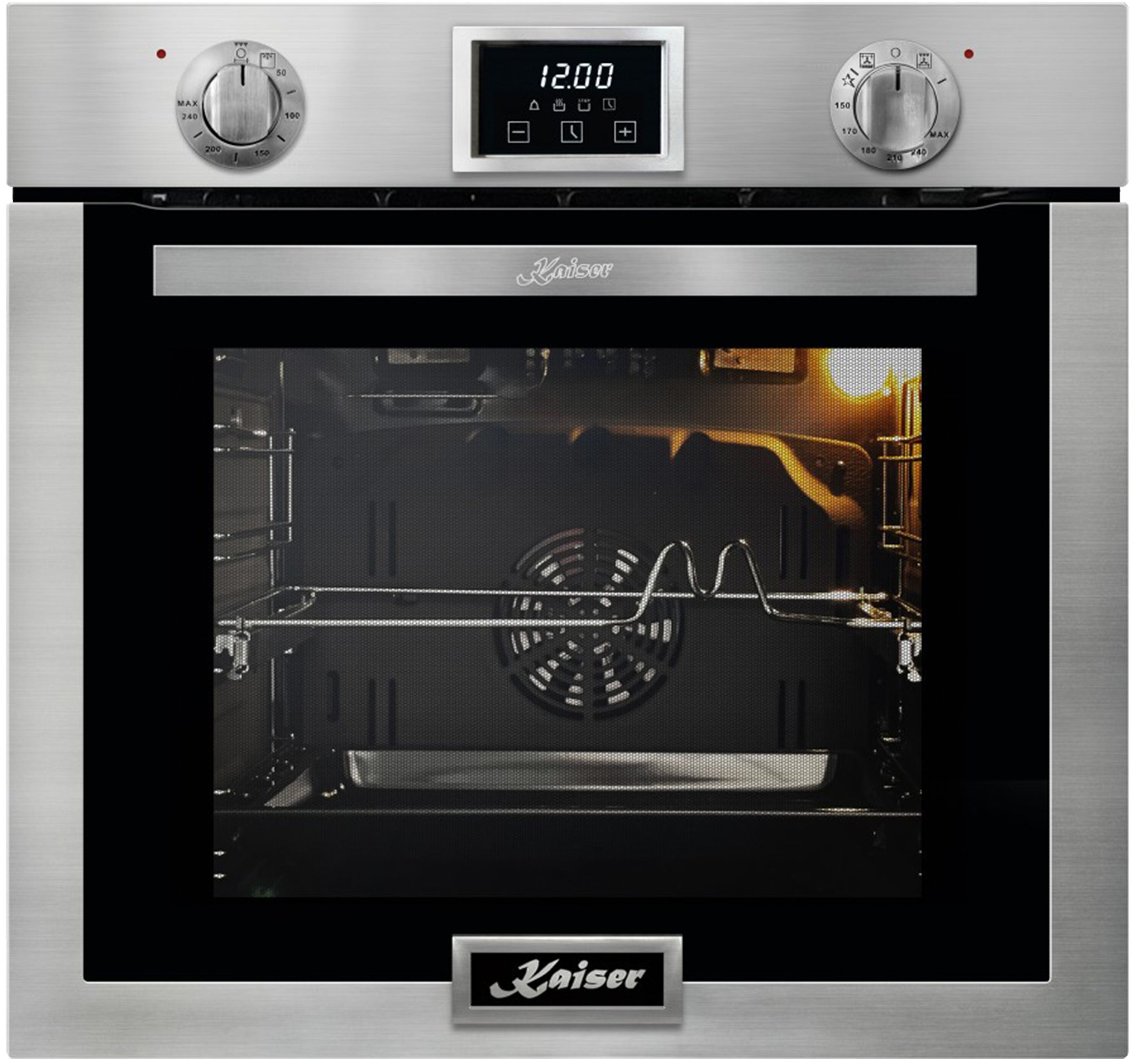 Kaiser Küchengeräte Backofen-Set Herd Set Autark Einbau Gasbackofen Autark, 79L, Grill, Drehspieß, 60 cm mit GURARI Gas-Kochfeld 60 cm, Edelstahl 4,0 KW WOK, 4 Gasbrenner EG 6372+GCH FB 604, mit 1-fach-Teleskopauszug