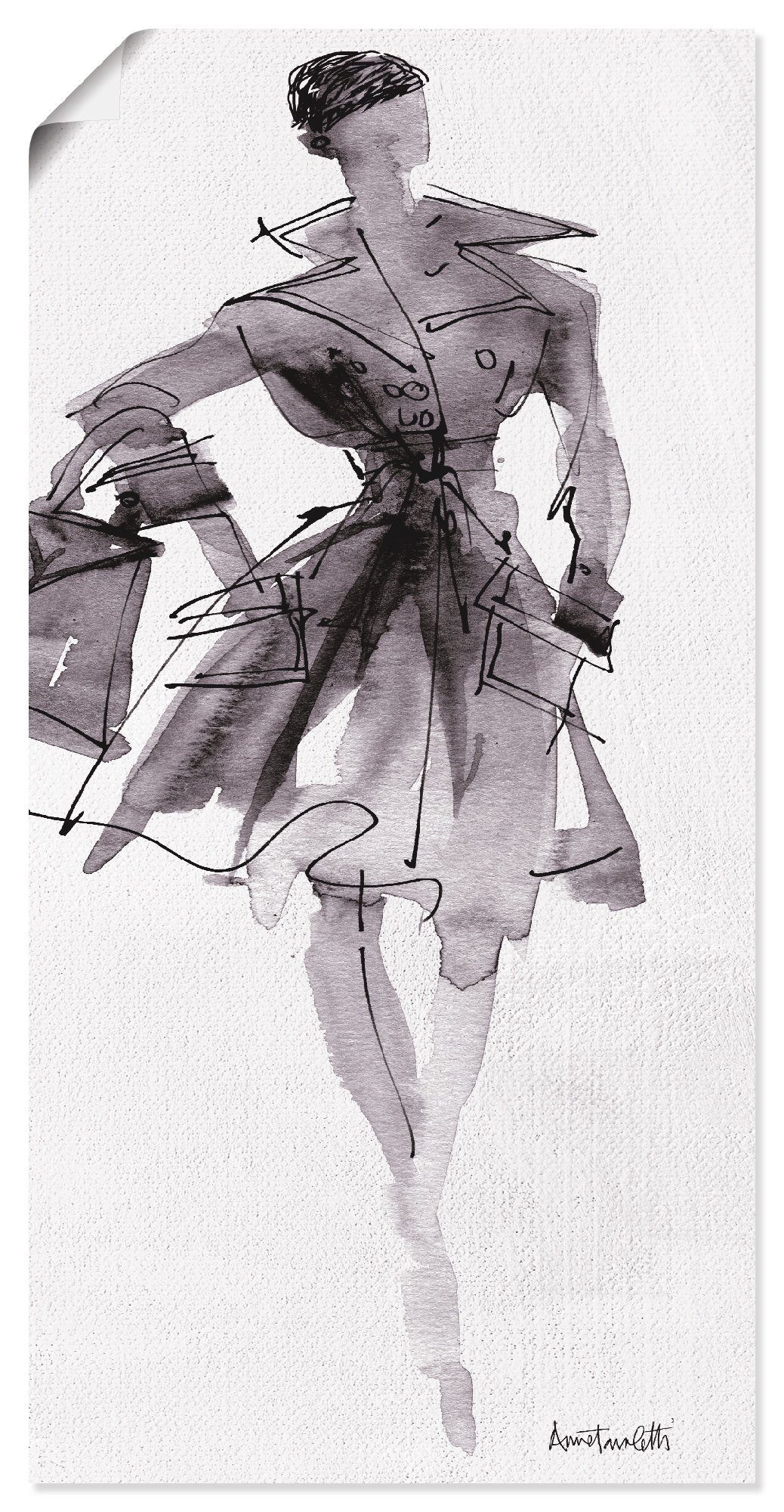 in oder Alubild, als St), Wandbild (1 versch. Artland Skizzenbuch Mode Poster Wandaufkleber Größen Mode VII, Leinwandbild,