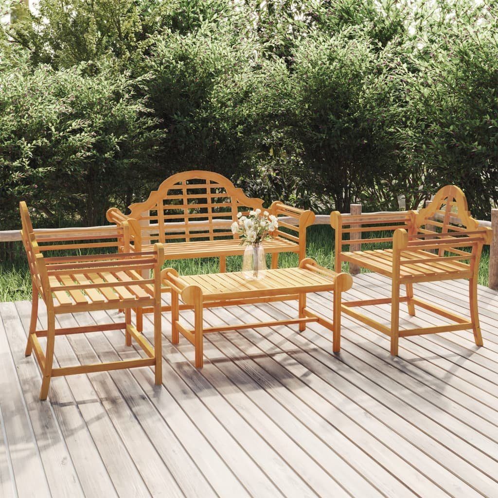 vidaXL Gartenlounge-Set 4-tlg. Garten-Lounge-Set Massivholz Teak, (4-tlg)