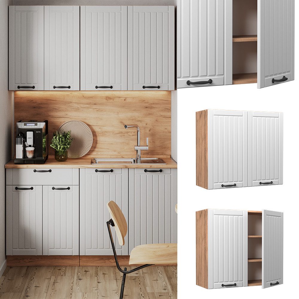 Vicco Glashängeschrank Fame-Line, Weiß Landhaus/Goldkraft Eiche, günstig online kaufen