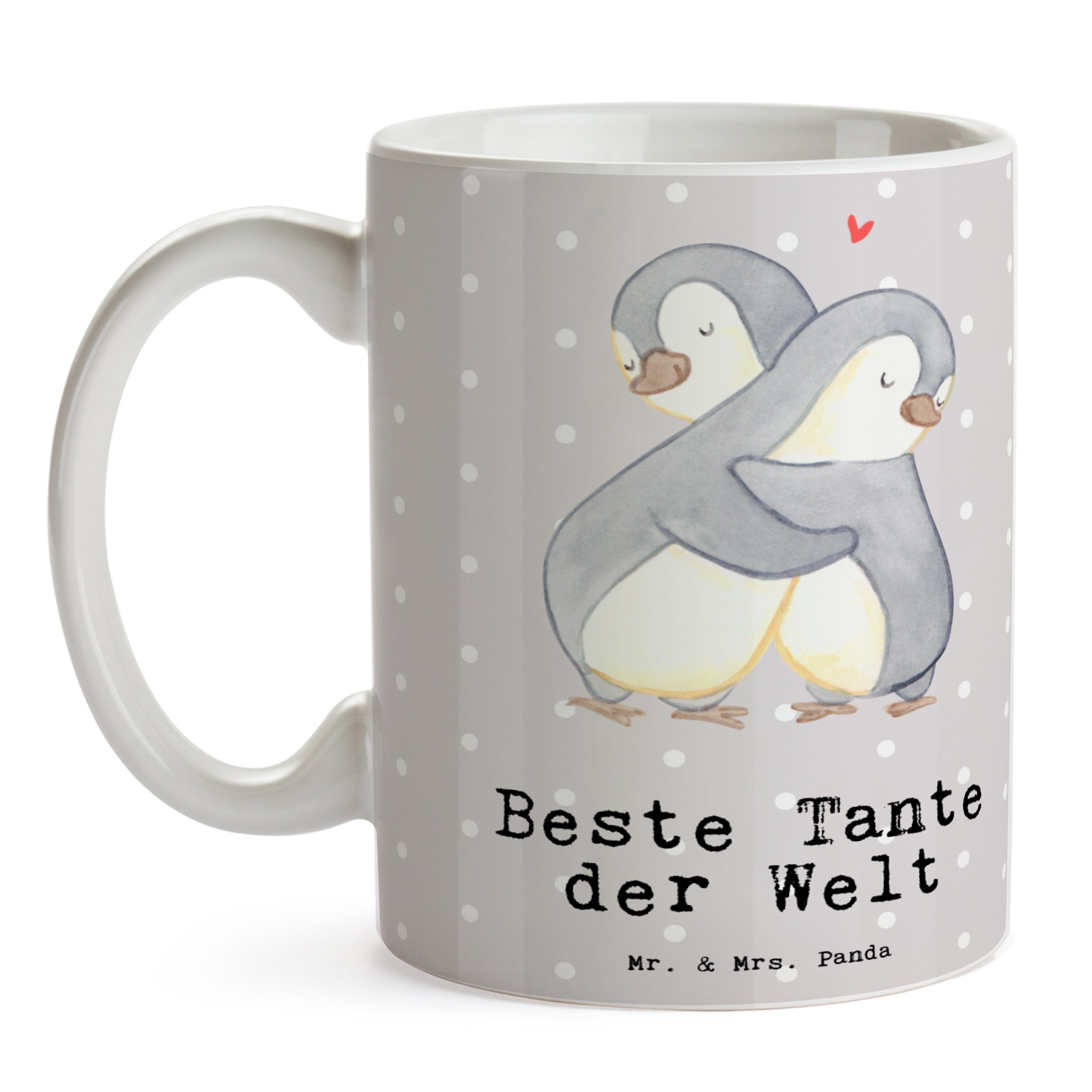 Tasse Tante Grau Mrs. Paten Geschenk, Pinguin Welt Beste Keramik - Mr. - der Pastell Tante, Panda &