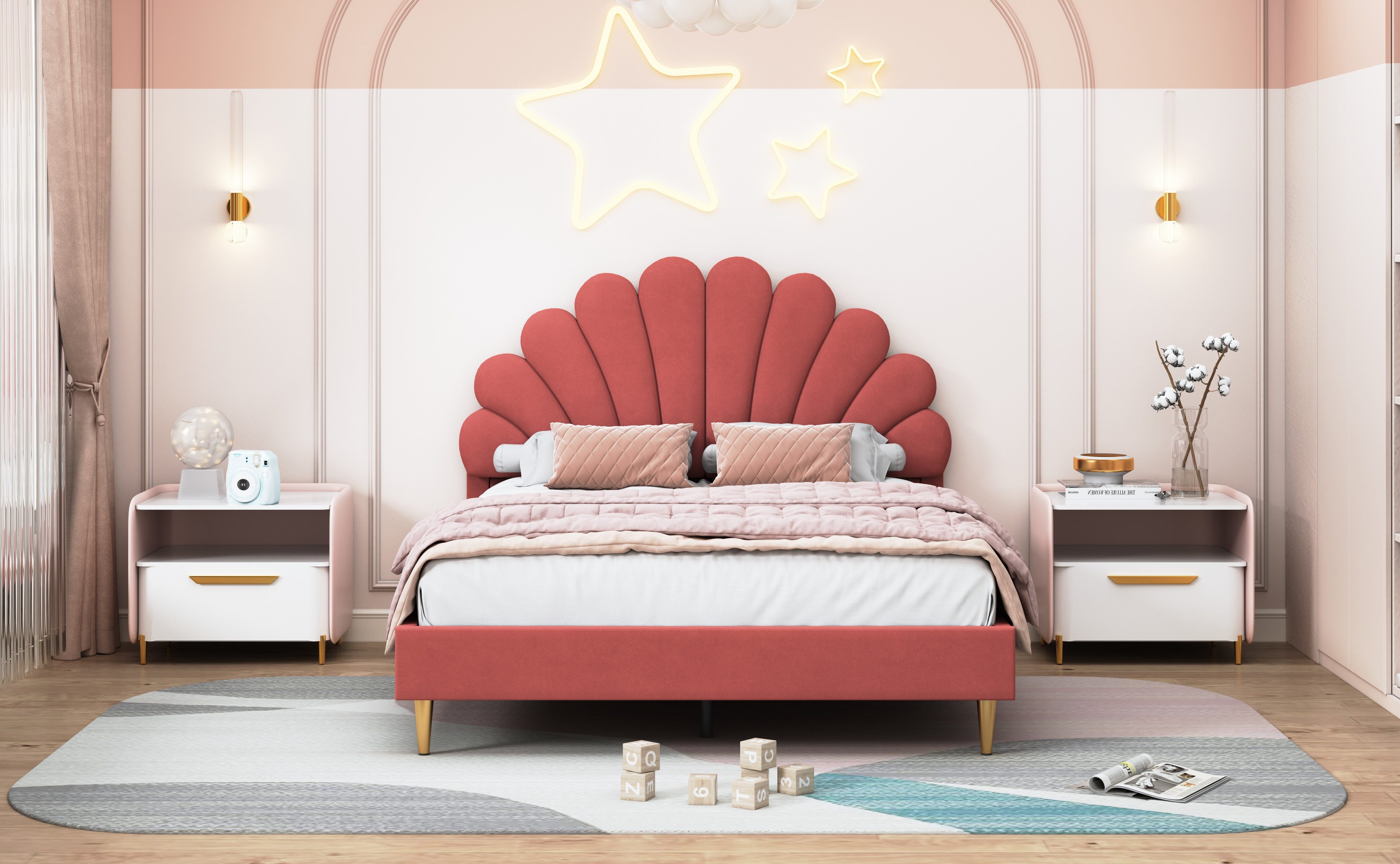 SEEZSSA Polsterbett Kinderbett Jugendbett (140x200cm Bett Doppelbett mit Bl günstig online kaufen