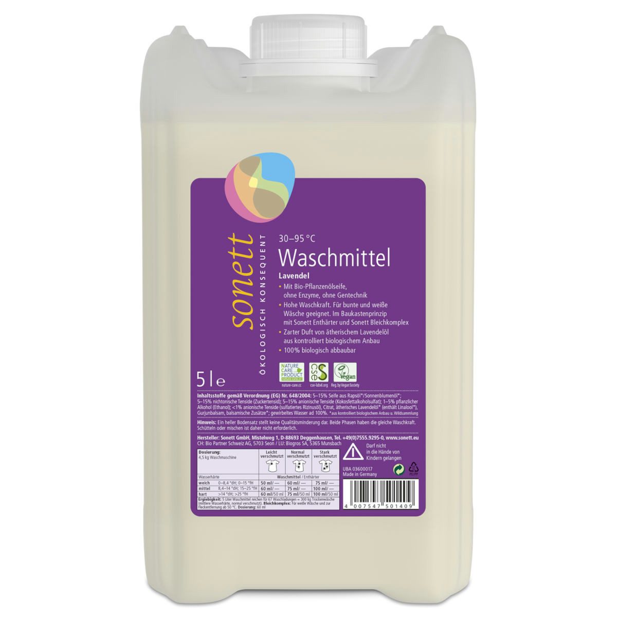 Sonett Sonett Стиральный порошок Lavendel Baustein I 5 Liter Vollwaschmittel