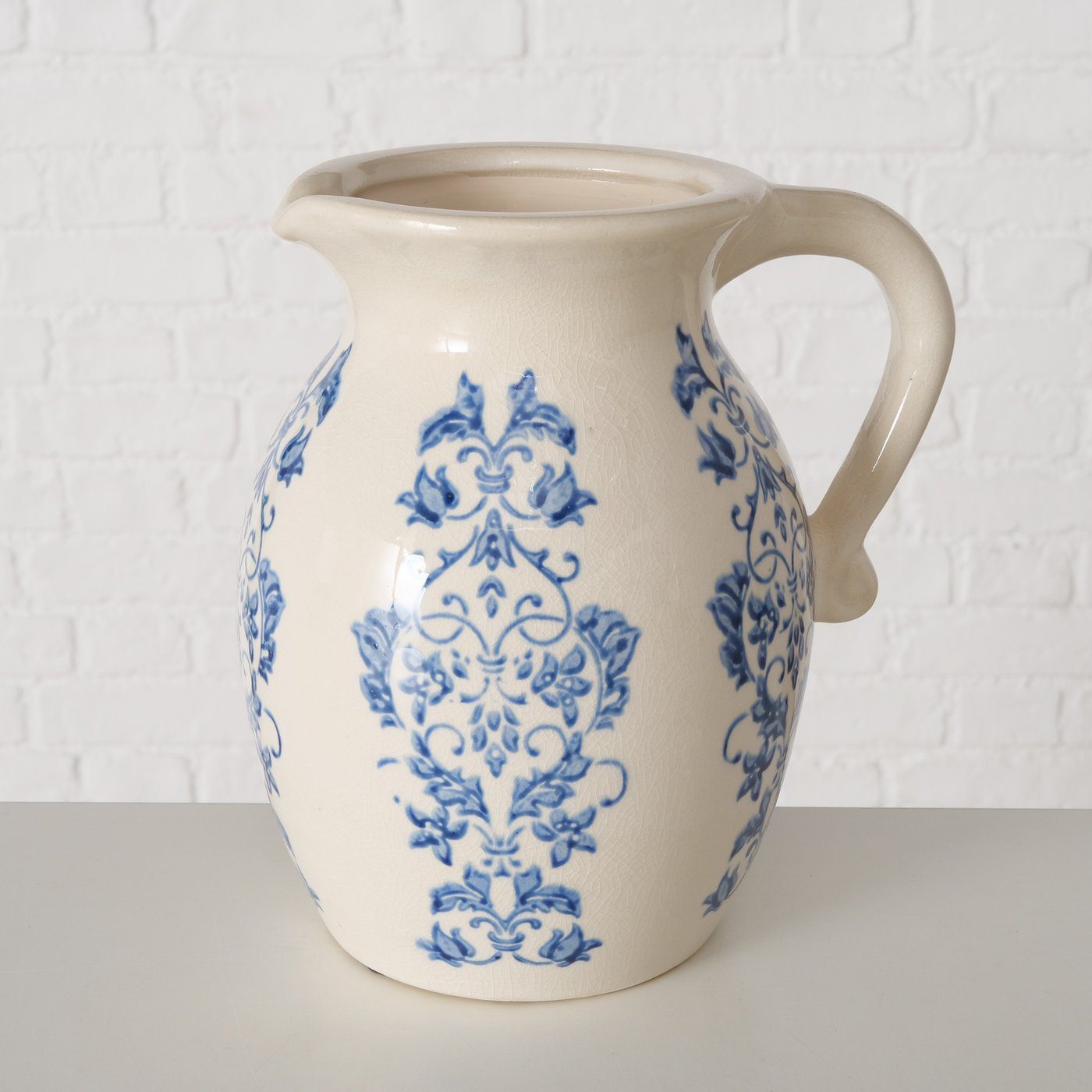 BOLTZE Dekovase "Martha" aus Keramik in blau/weiß H21cm, Vase