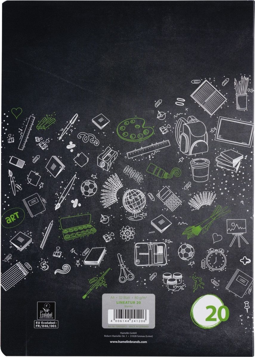 LANDRE Schulheft Schulheft A4 32 Blatt 80 g/qm Lineatur 20 (blanko) (10 Stück)