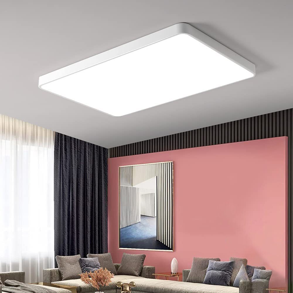 Vicbuy Deckenleuchte 48W LED Deckenlampe, Stufenlos dimmbar, Wohnzimmerlampe, Fernbedienung & APP, 60*40*5cm Weiß