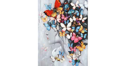 Rötting Design Malen nach Zahlen BASTELIDEE 5d Diamond Painting Set Motiv Frau mit Schmetterlingen