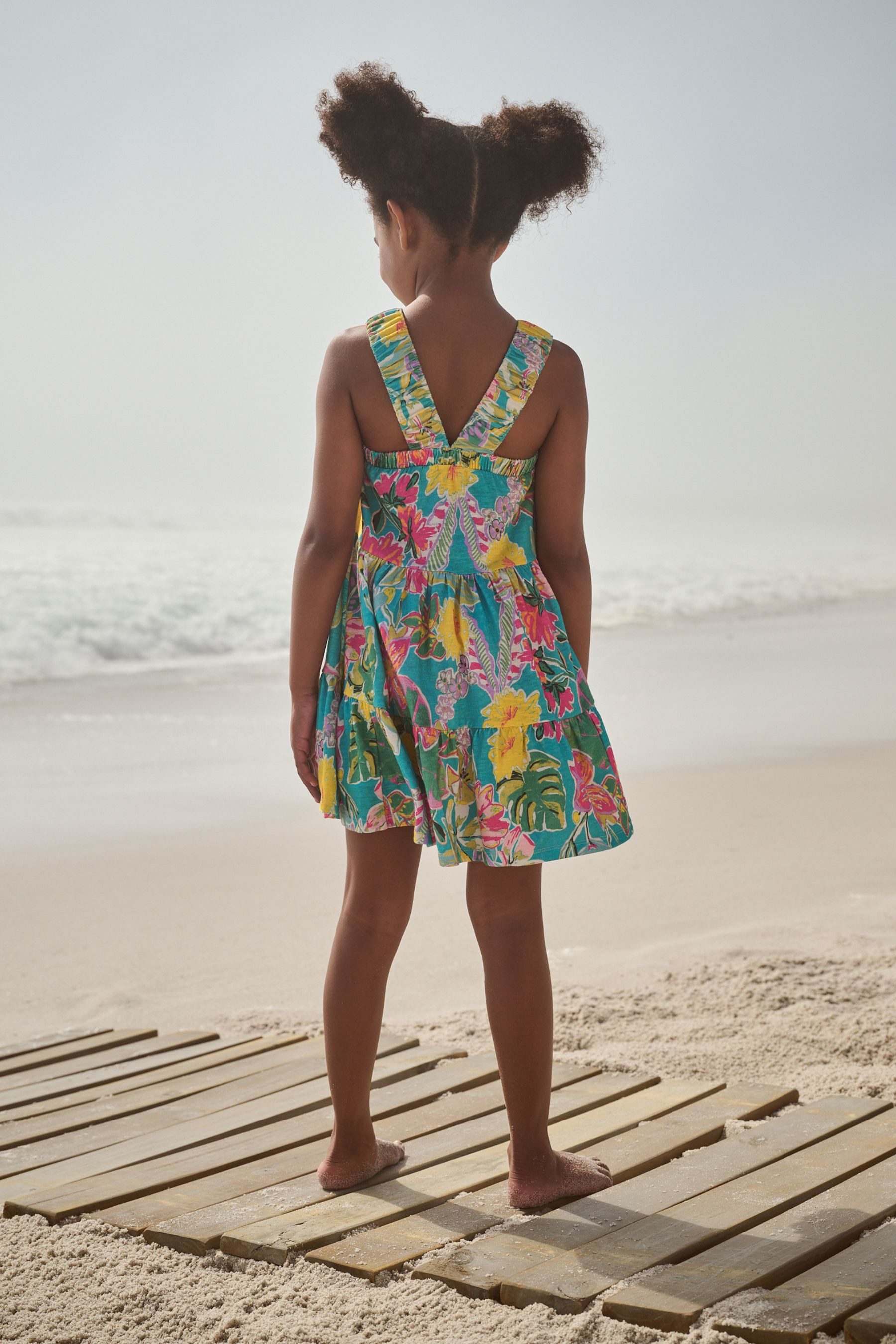 Next Jerseykleid Gerafftes Träger-Sonnenkleid aus 100 % günstig online kaufen