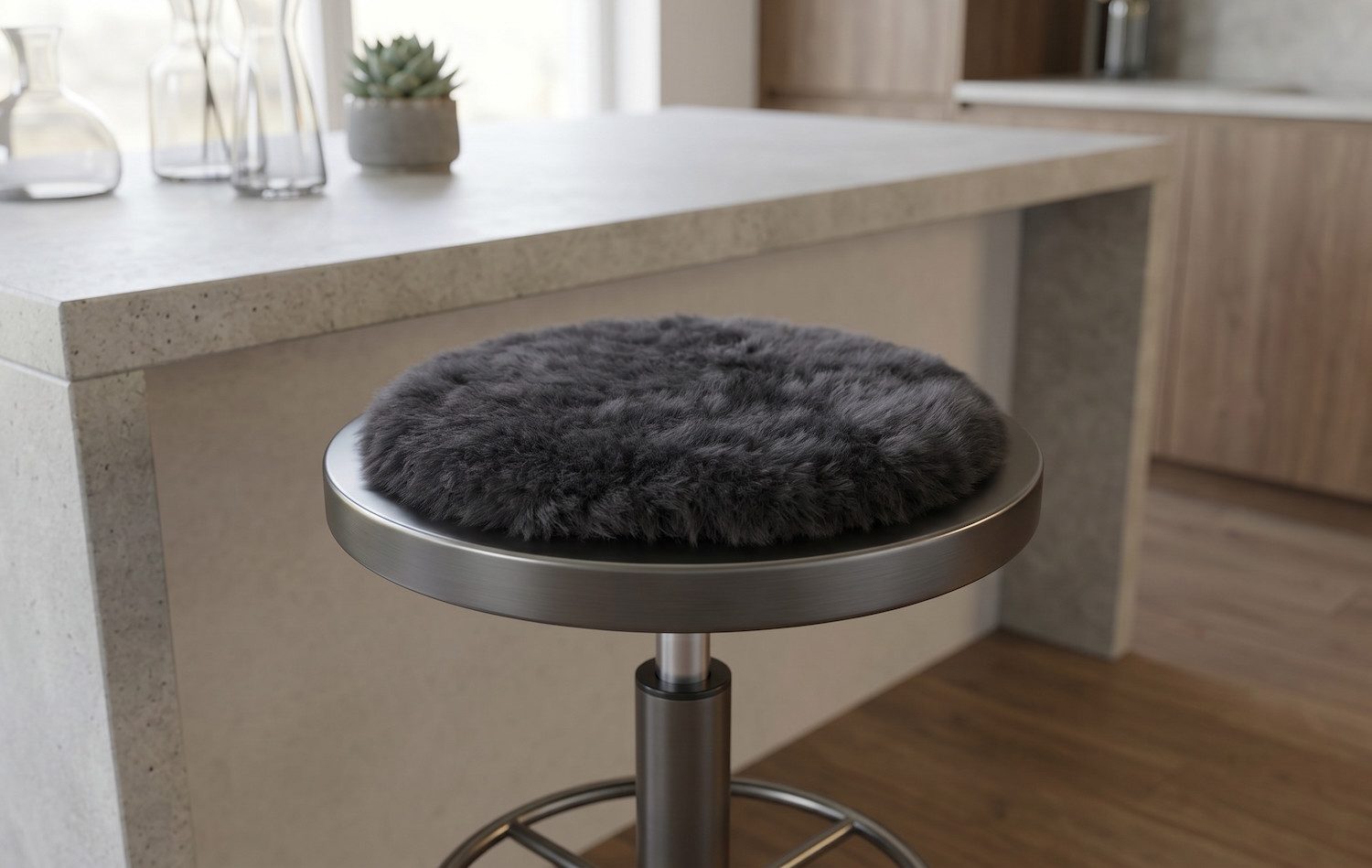 KUHFELL online & NOMAD Stuhlkissen Lammfell Sitzauflage Stuhlkissen Natur 35cm rund Echtes Schaffell