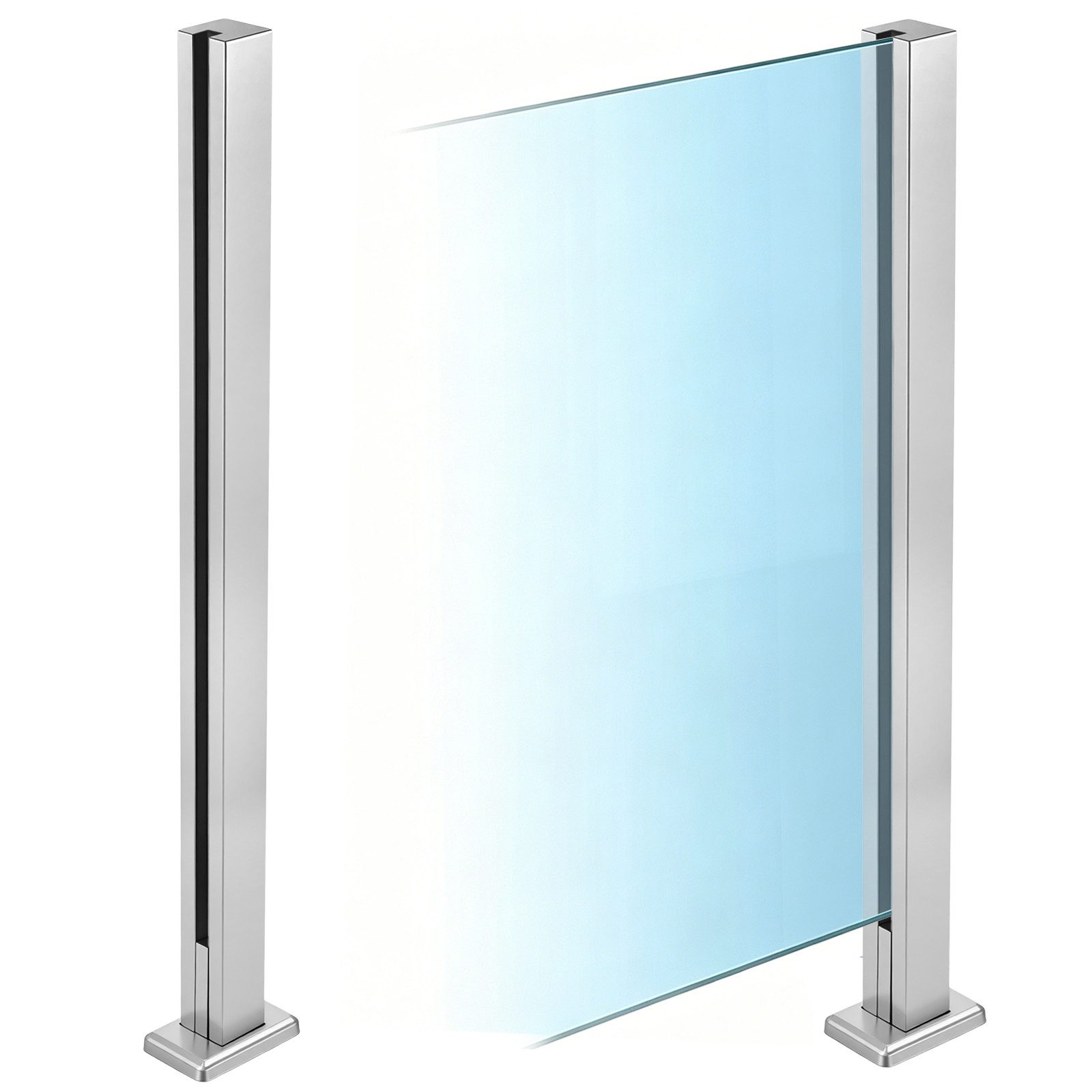 BlingBin Zaunpfosten Glasgeländerpfosten aus Edelstahl 304,Geländerpfosten mit Gebürstet, (1 Stück, 1-St., Einzel Schlitz, 85cm Höhe), Glasgeländer pfosten für 10-12mm Glas Mit Slots & Base