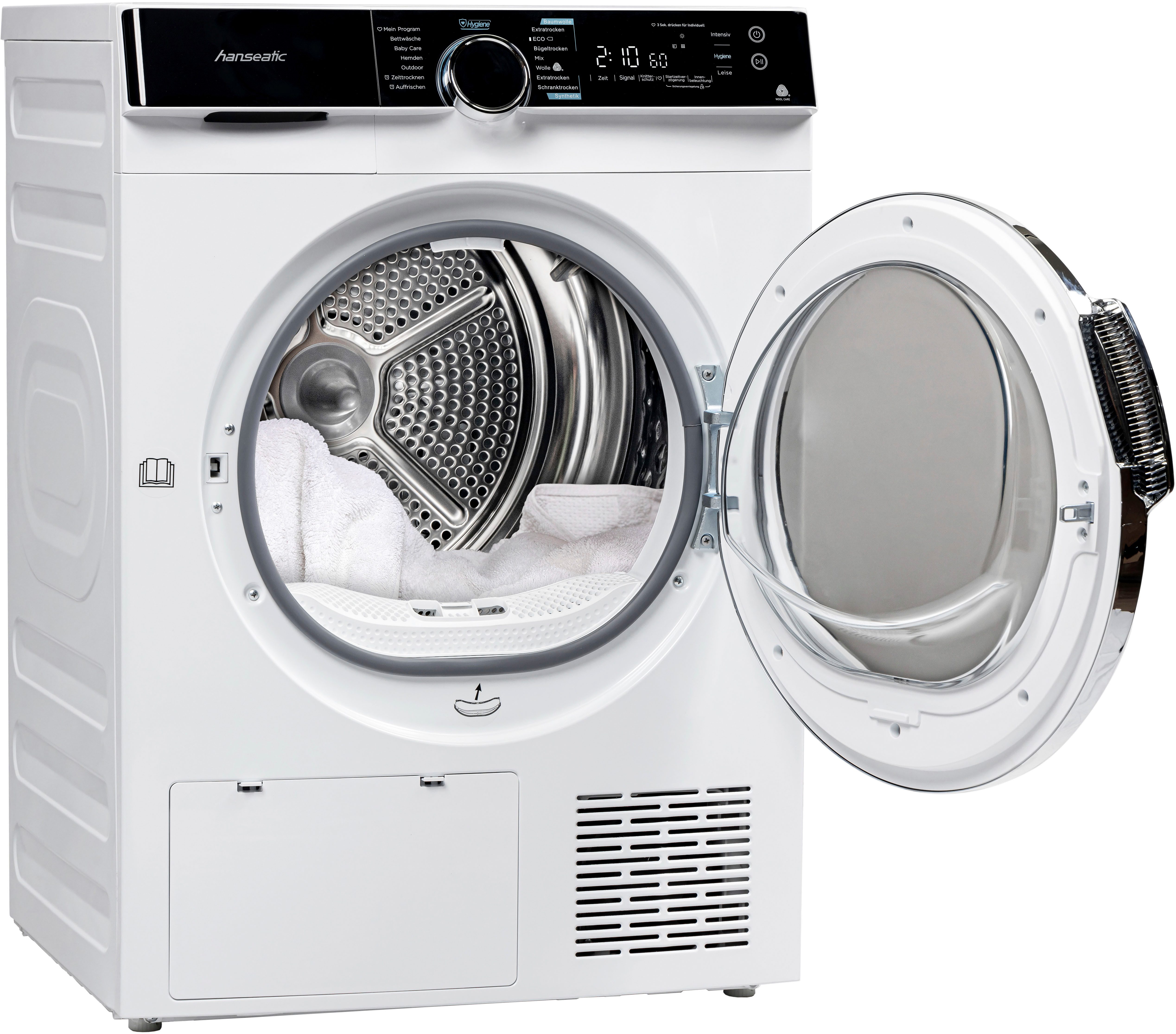 Hanseatic Wärmepumpentrockner HWTK8A3GT, Wolle, Bettwäsche, Outdoor, Hemden und Baby Care