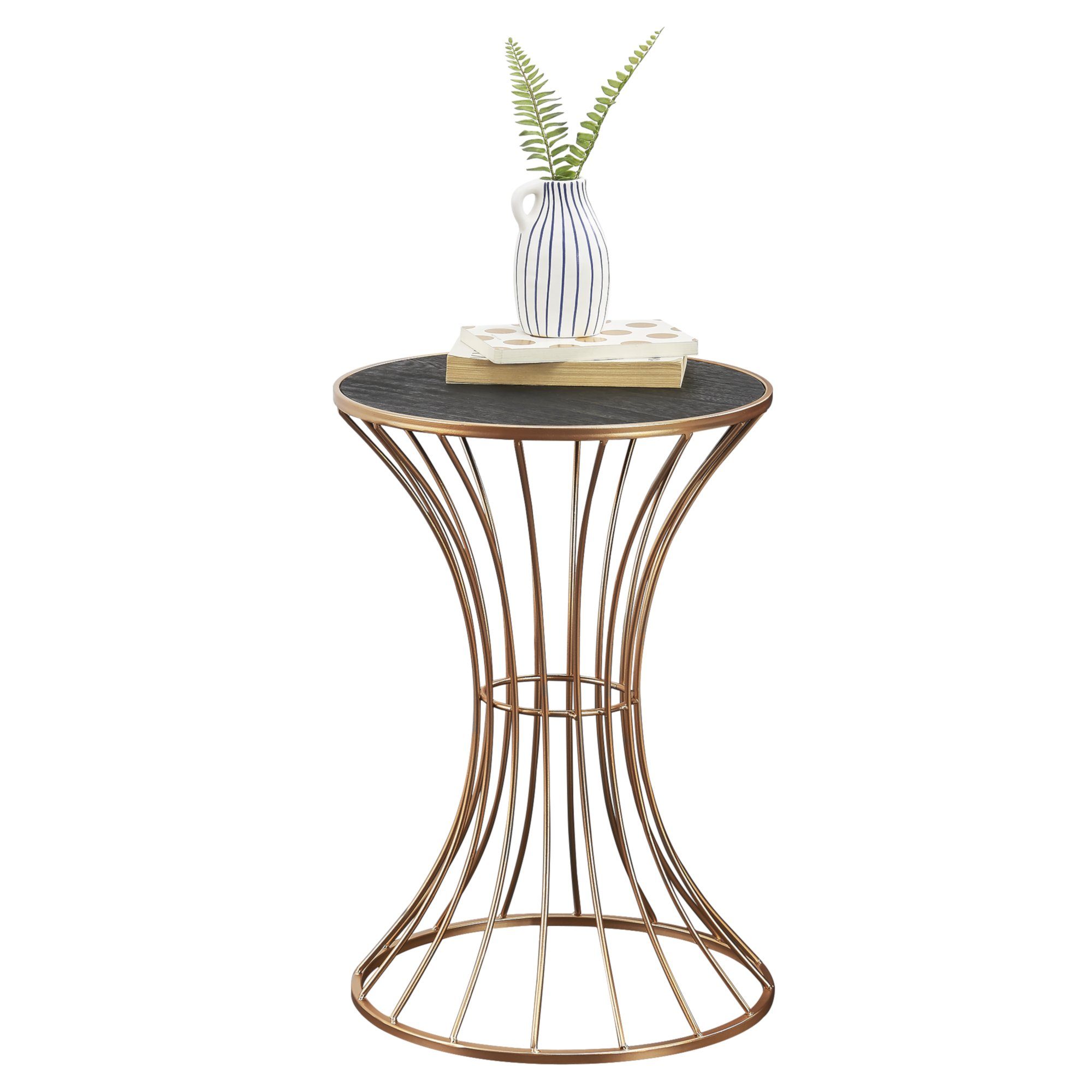 en.casa Beistelltisch, »Sablier« aus Metall Tischplatte aus MDF Ø37,5cm Kup günstig online kaufen