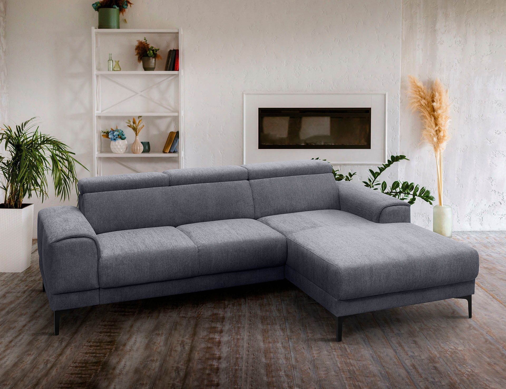 sofa Raum stellbar 3 - Kopfstützen, frei Ecksofa im fashion Ophelia, wahlweise Sitztiefenverstellung, exxpo