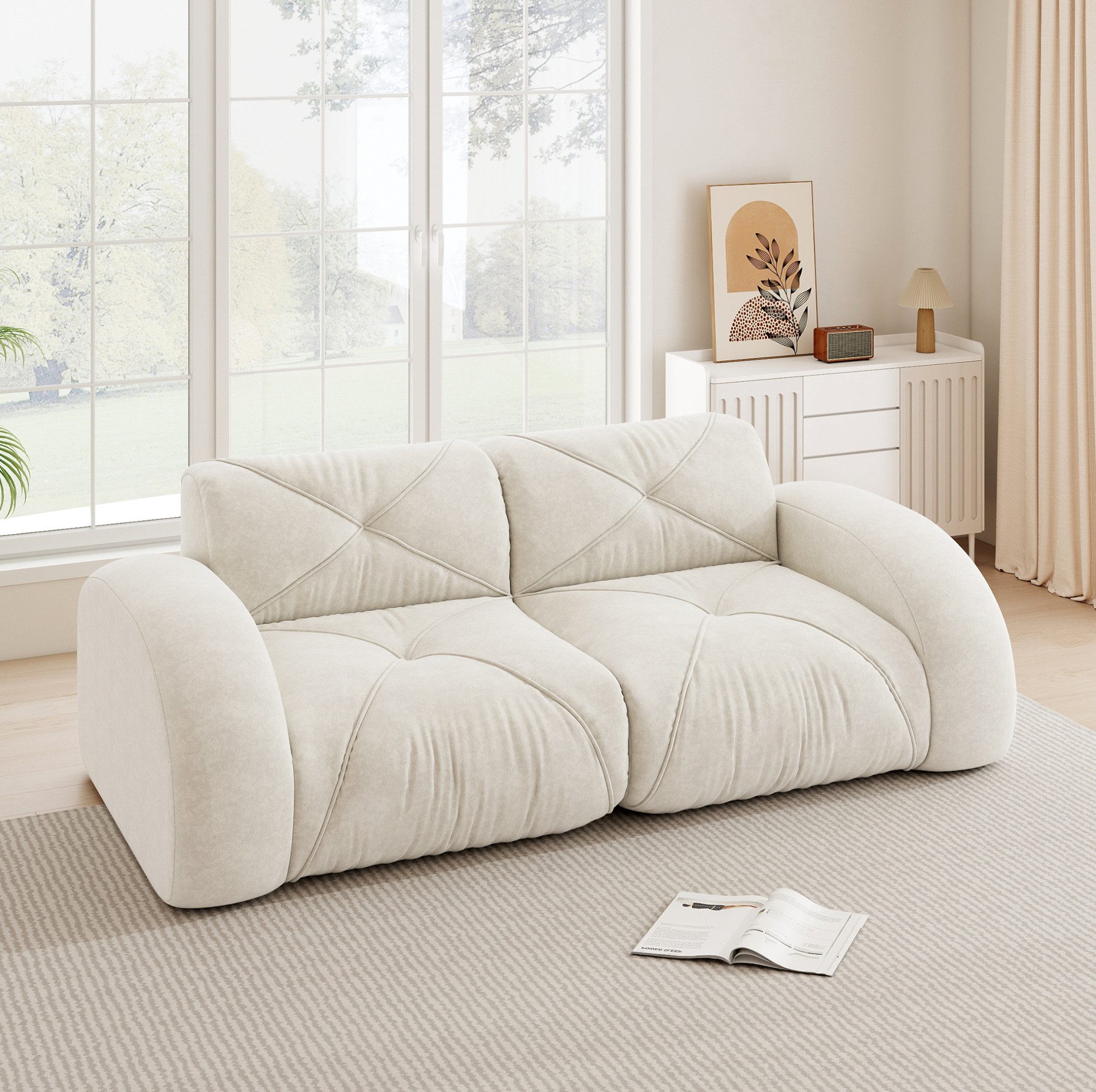 MODFU Loungesofa Chenille-Modulsofa, mit hochdichtem 32D-Schaumstoff für wolkenweichen Komfort, stabile Unterstützung und langlebige Nutzung im modernen Wohnzimmer 1 Teile