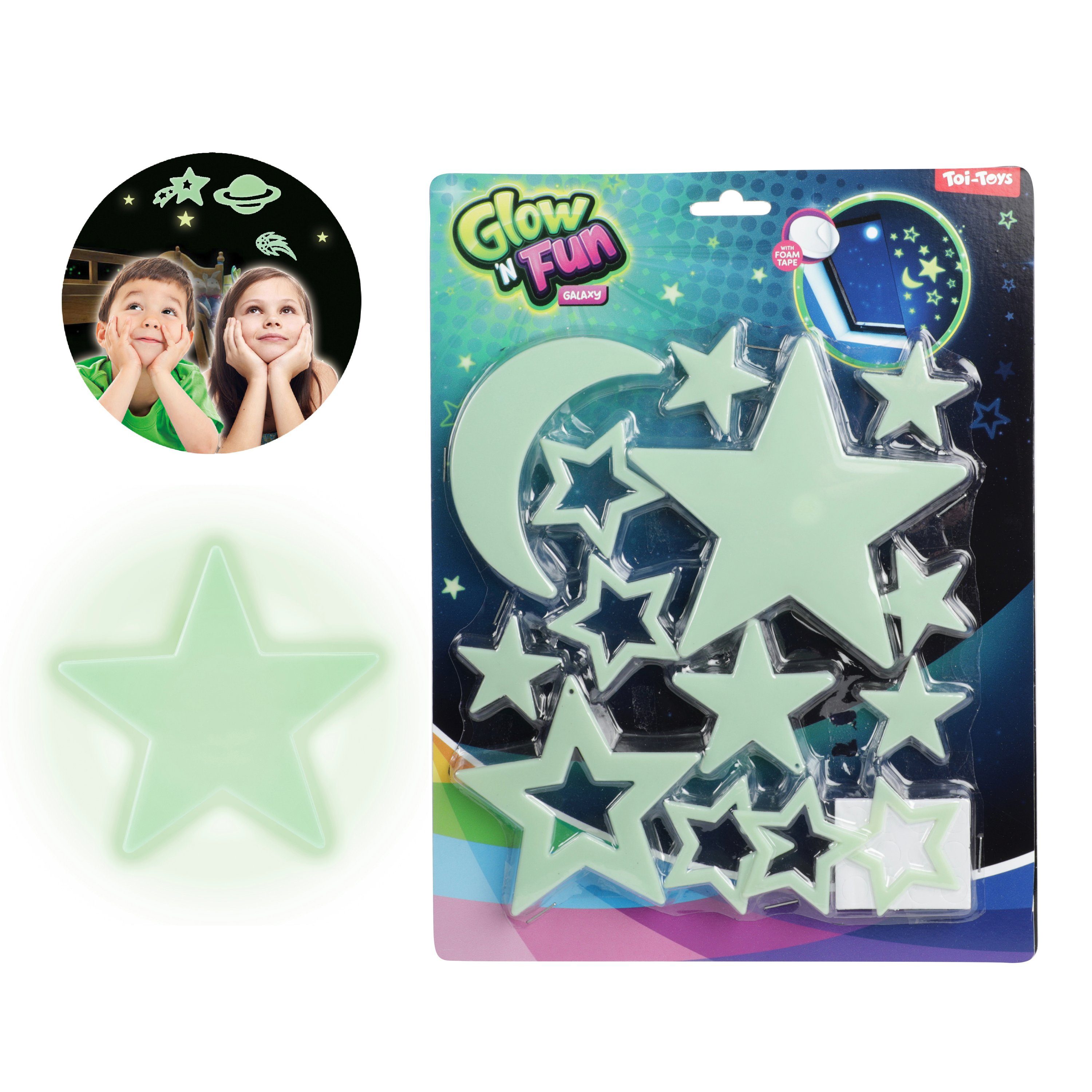 Toi-Toys Наклейка GLOW N FUN fluoreszierende Sterne, leuchtet im Dunkeln