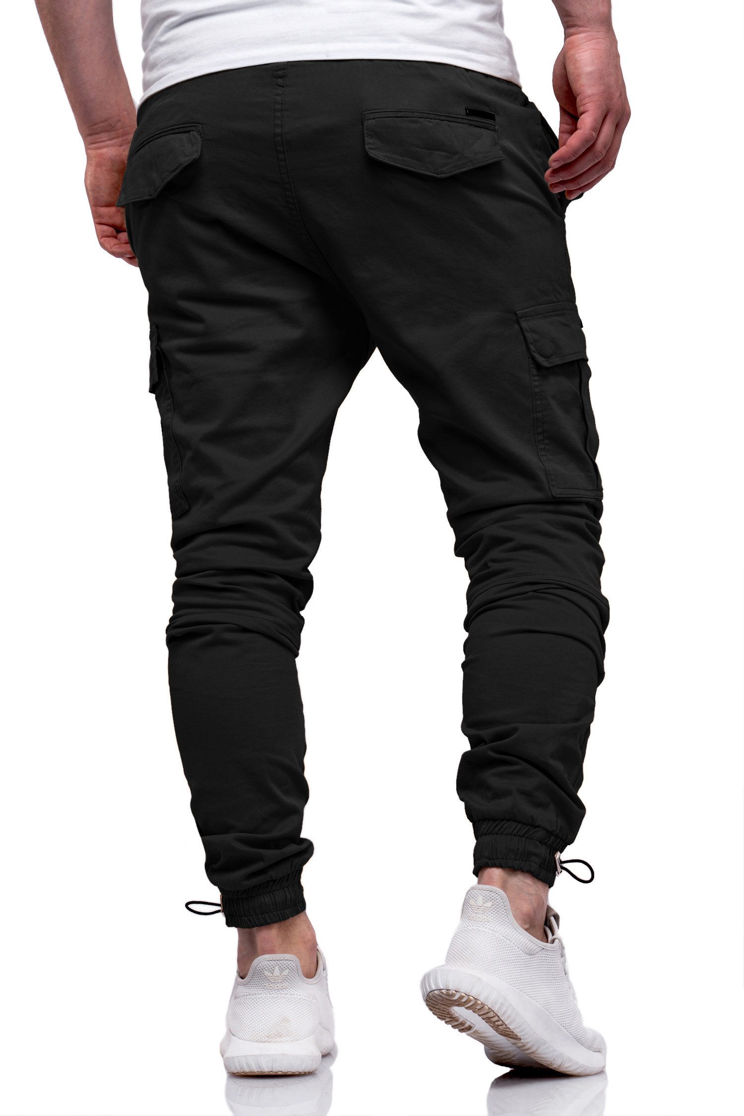 DAILY COTTON Cargohose mit elastischem Bund Slim-Fit Herren Jogger-Hose Jeans mit Gummibund & Cargo-Taschen Pants