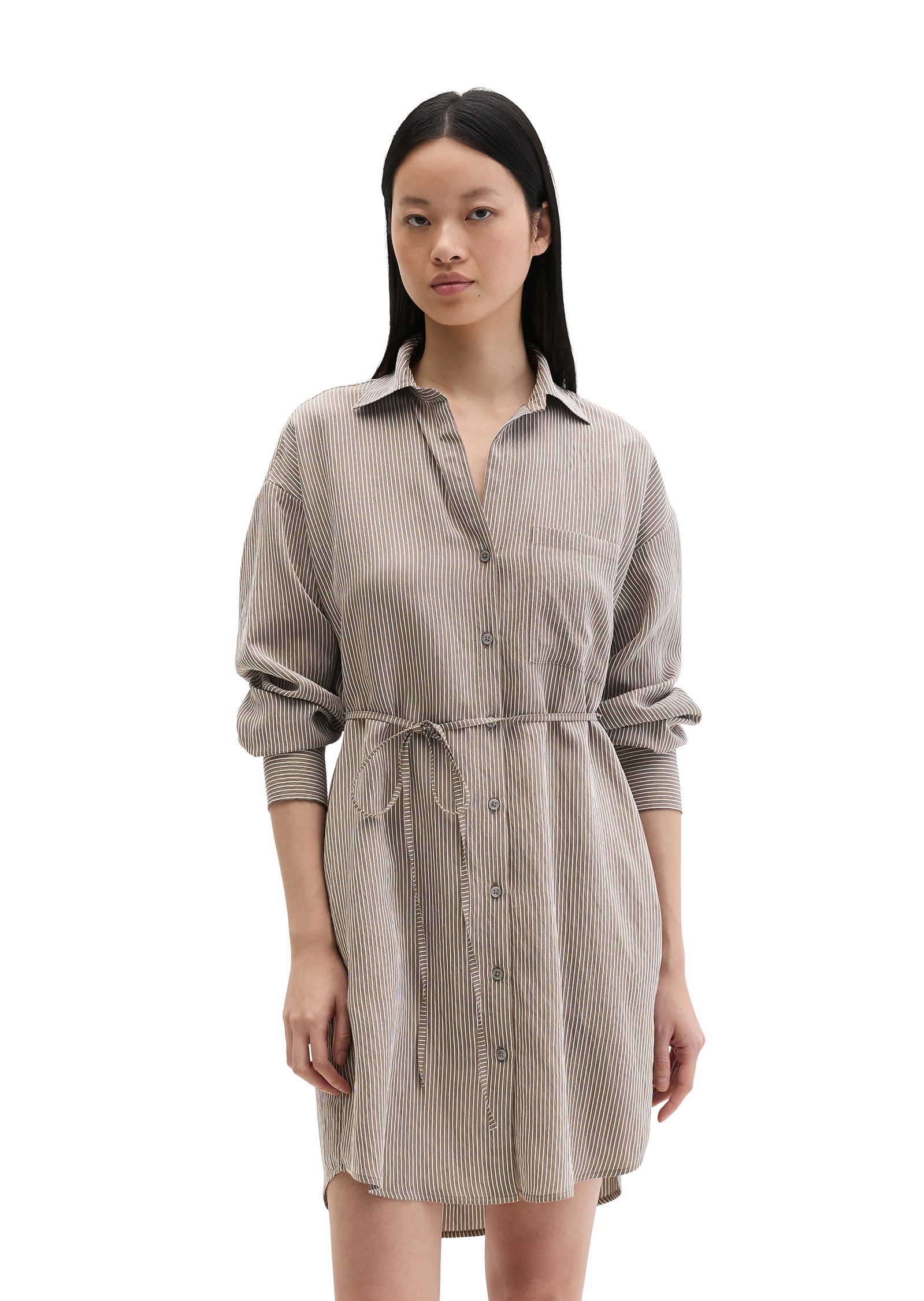Marc O'Polo Blusenkleid Gestreiftes Crinkle-Blusenkleid regular fit aus LEN günstig online kaufen