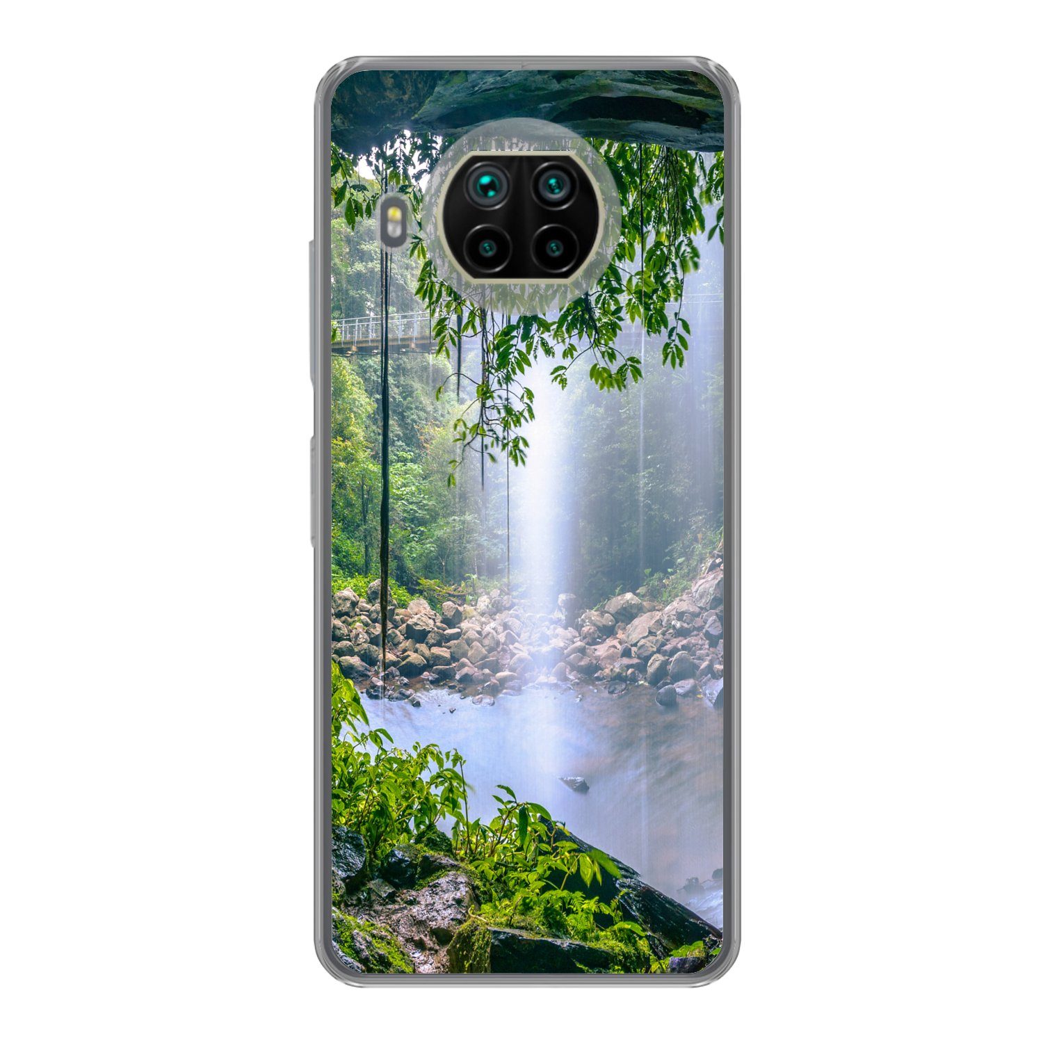 MuchoWow Handyhülle für Xiaomi Mi 10T Lite 5G Dschungel - Regenwald - Wasser - Wasserfall, Phone Case, Silikon, Schutzhülle Dünn