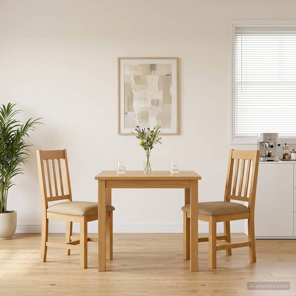 vidaXL Esszimmerstuhl Esszimmerstuhl VENLO 2 stk. Massivholz Eiche Beige (2 St)