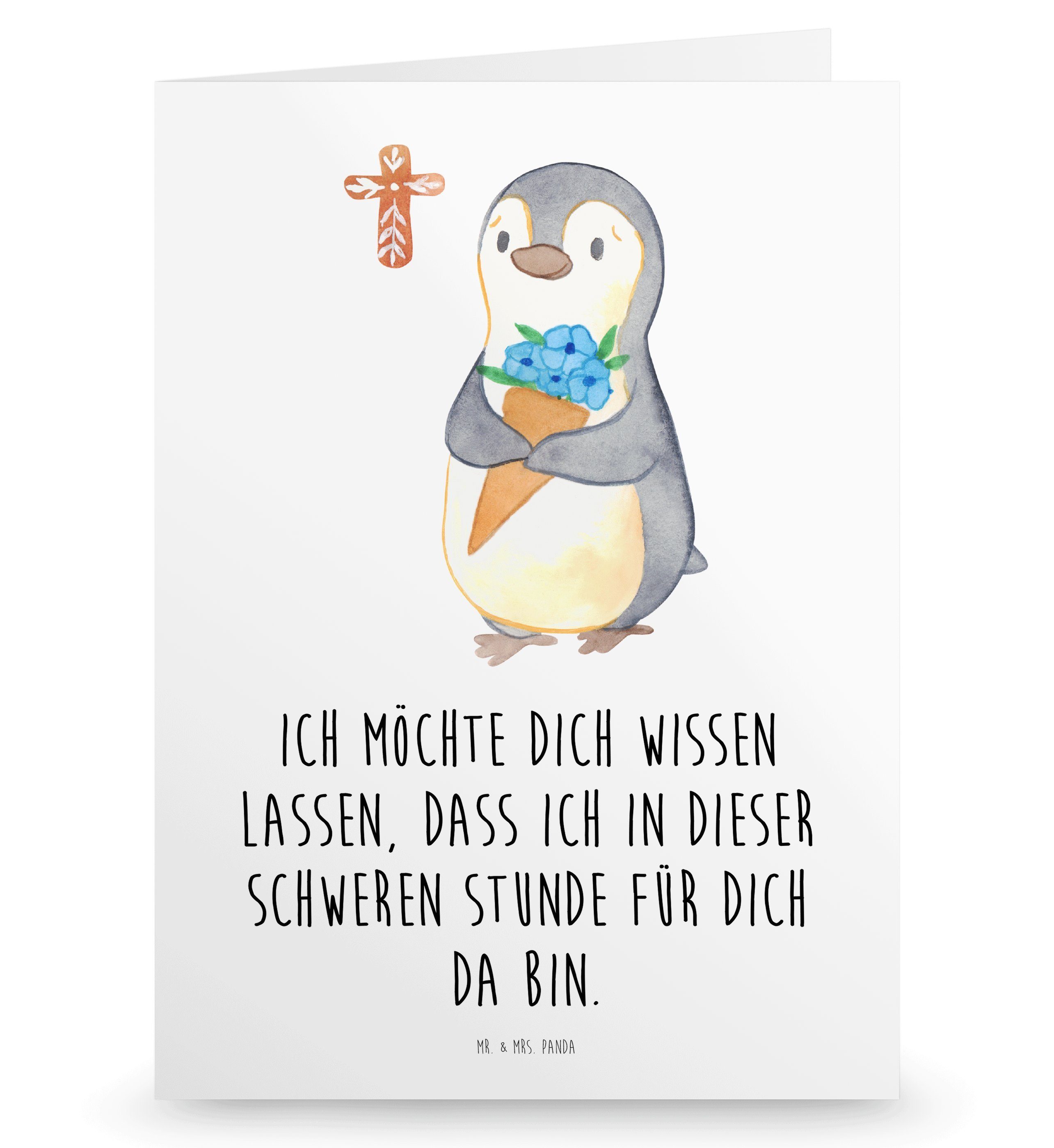 Mr. & Mrs. Panda Beileidskarte Pinguin Anteilnahme - Weiß - Umschlag, Trauer, Tod, Klappkarte, Kondo