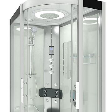 AcquaVapore Komplettdusche Dusche Duschkabine D60-70T1R Weiß 80x120, Sicherheitsglas ESG, inklusive Duschwanne