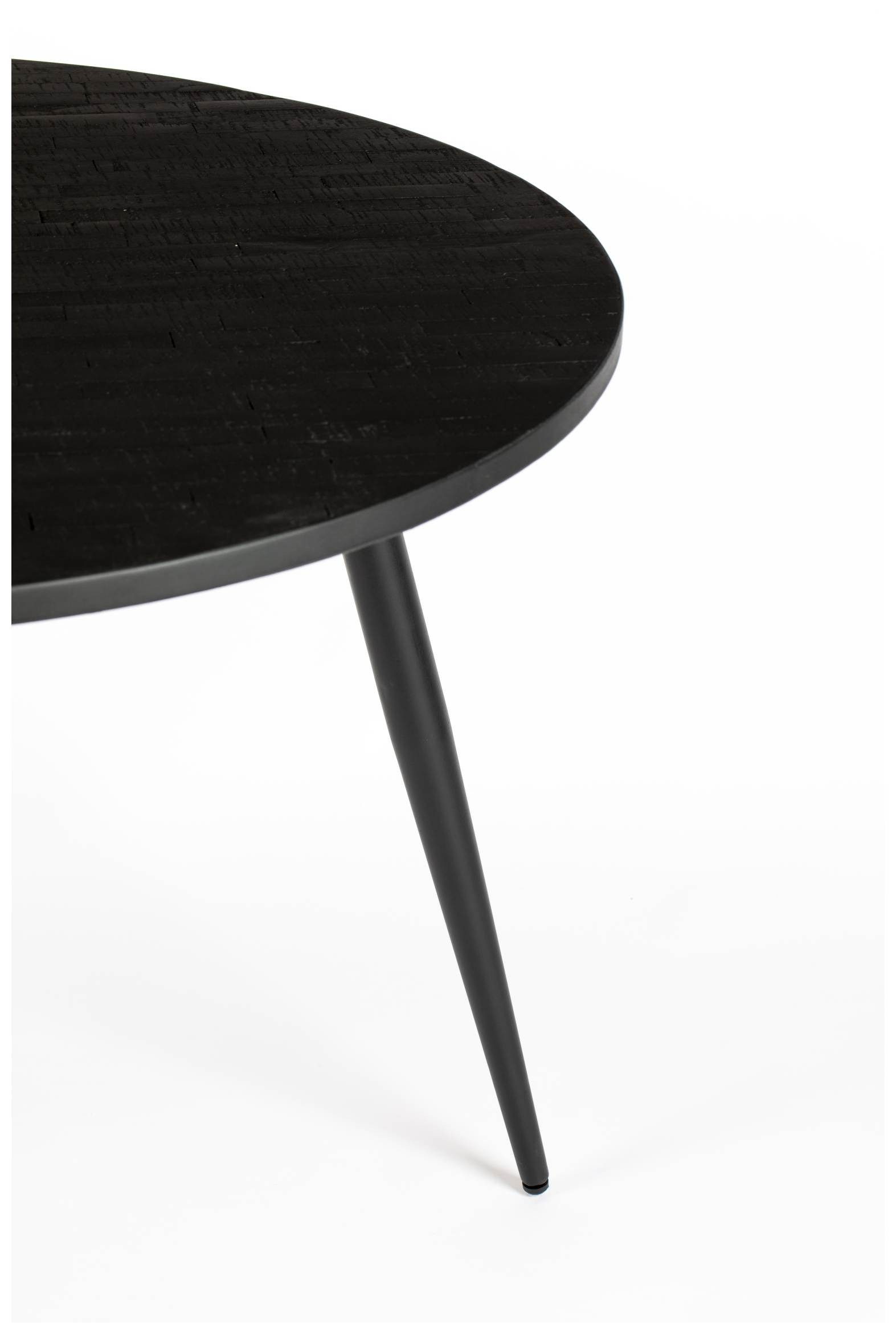 Trendmöbel24 Esstisch Esstisch MO BLACK 110 cm mit runder Platte aus recycled Teak