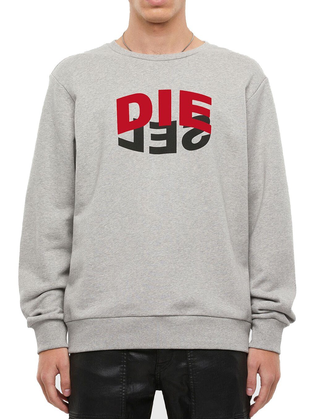 Grau Regular Sweatshirt - Pullover S-GIRK-N80 Diesel Fit Logo Supersoft