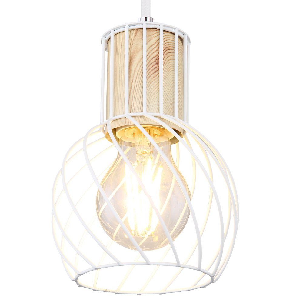 etc-shop LED Pendelleuchte, Leuchtmittel Pendel Holz Wohn Warmweiß, Design inklusive, Retro Decken Lampe Zimmer Käfig Ess