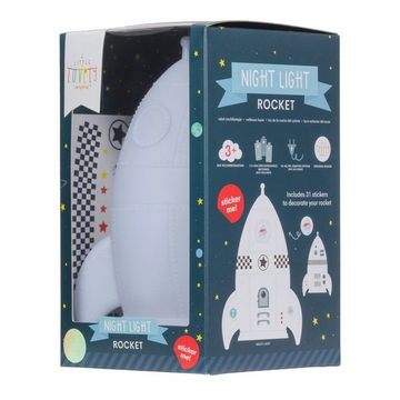 A Little Lovely Company LED Nachtlicht Nachtlicht Rakete 20cm mit 31 Stickern zum bekleben Einschlaflicht