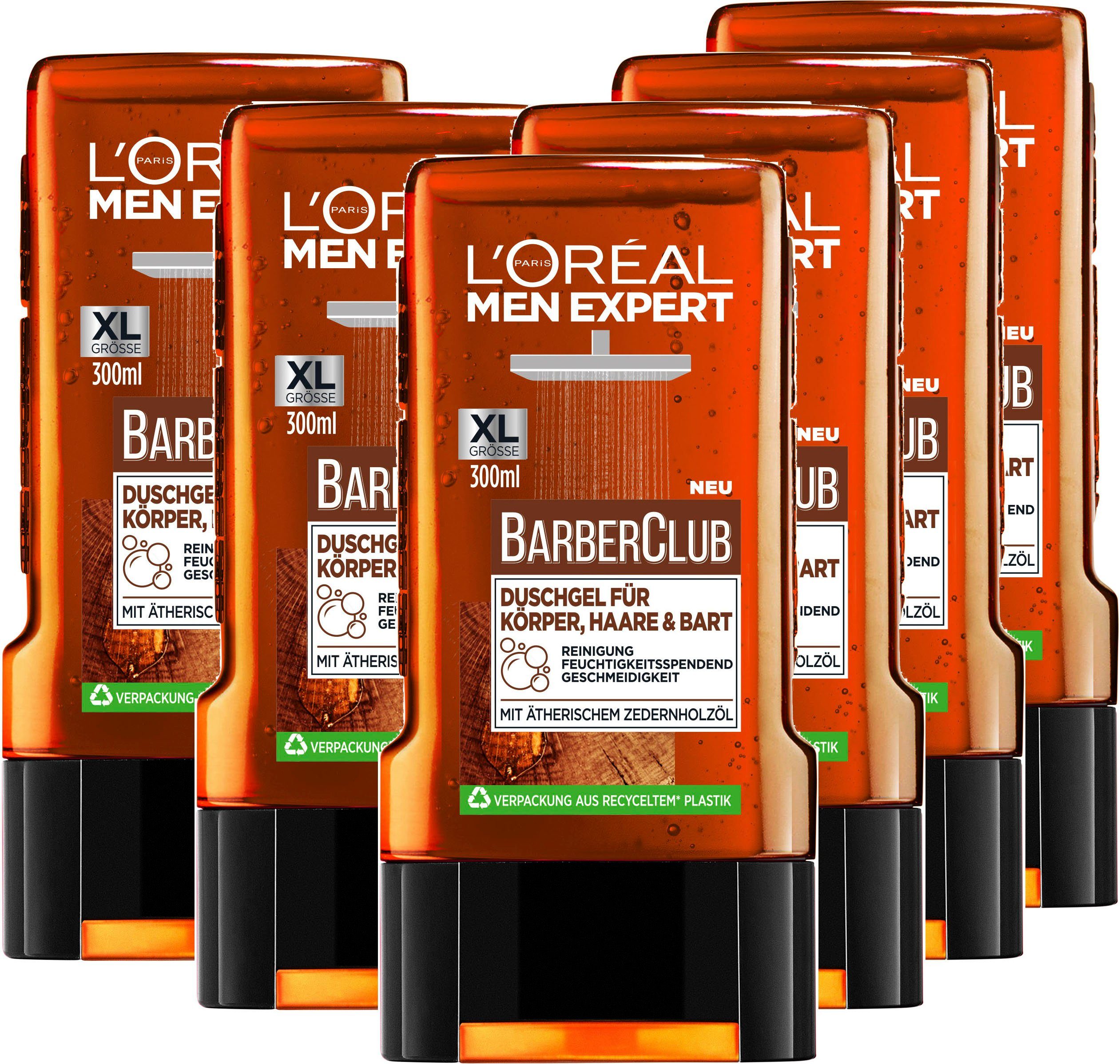 L'ORÉAL PARIS MEN EXPERT Duschgel Barber Club, 6-tlg., mit Zedernholzöl
