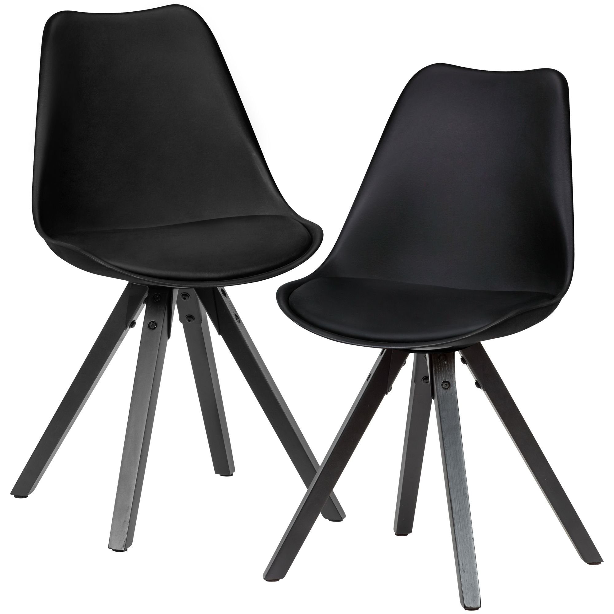 Wohnling Esszimmerstuhl »WL6.134« 2er Set Retro Küchenstuhl Schwarz mit Schwarzen Beinen Polsterstuhl Skandinavisch Rückenlehne Stuhl Kunstleder Wohnling Esszimmerstuhl »WL6.134« 2er Set Retro Küchenstuhl Schwarz mit Schwarzen Beinen Polsterstuhl Skandinavisch Rückenlehne Stuhl Kunstleder