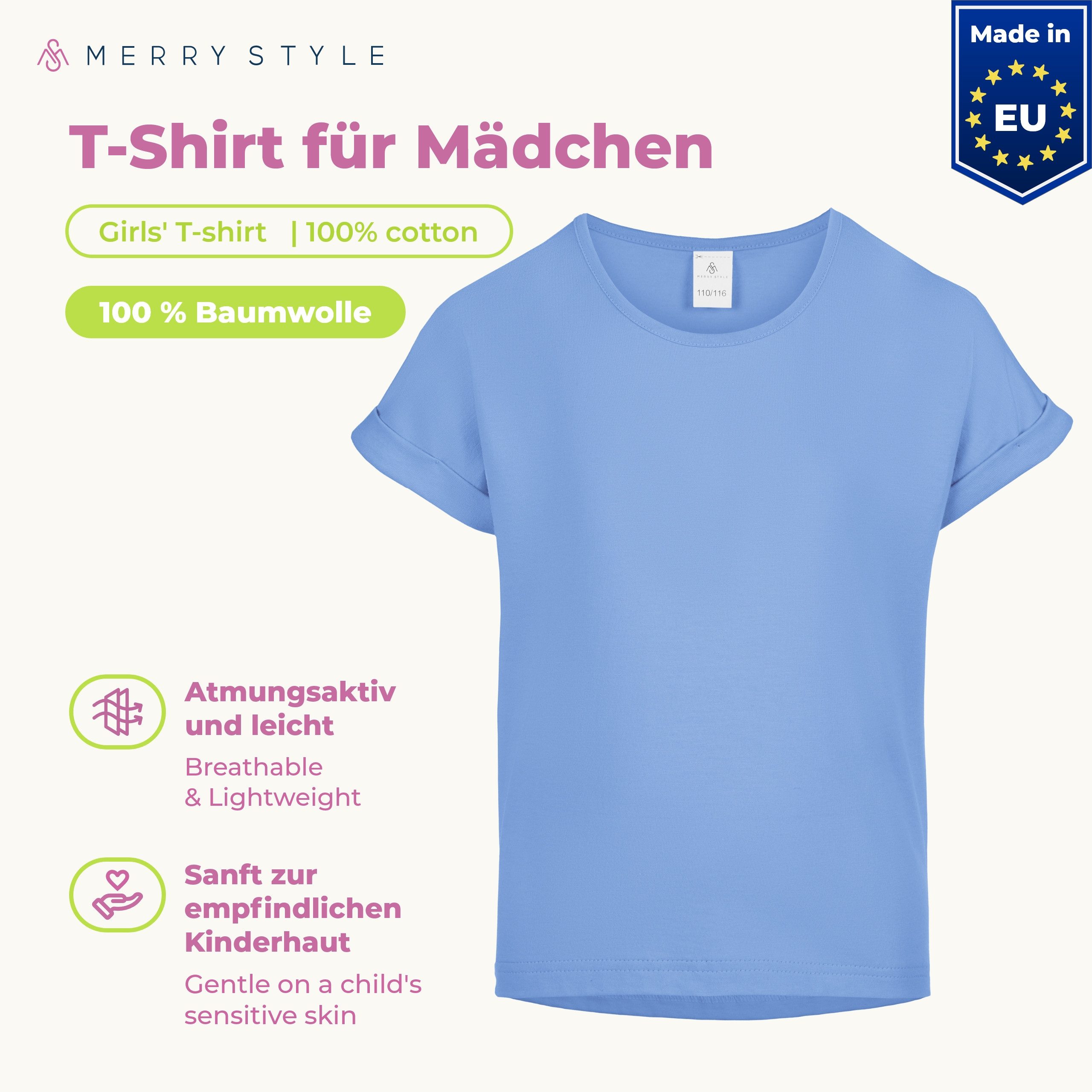 Merry Style T-Shirt für Mädchen aus weicher Baumwolle MS-468 (1-tlg) – Bild 2 von 5