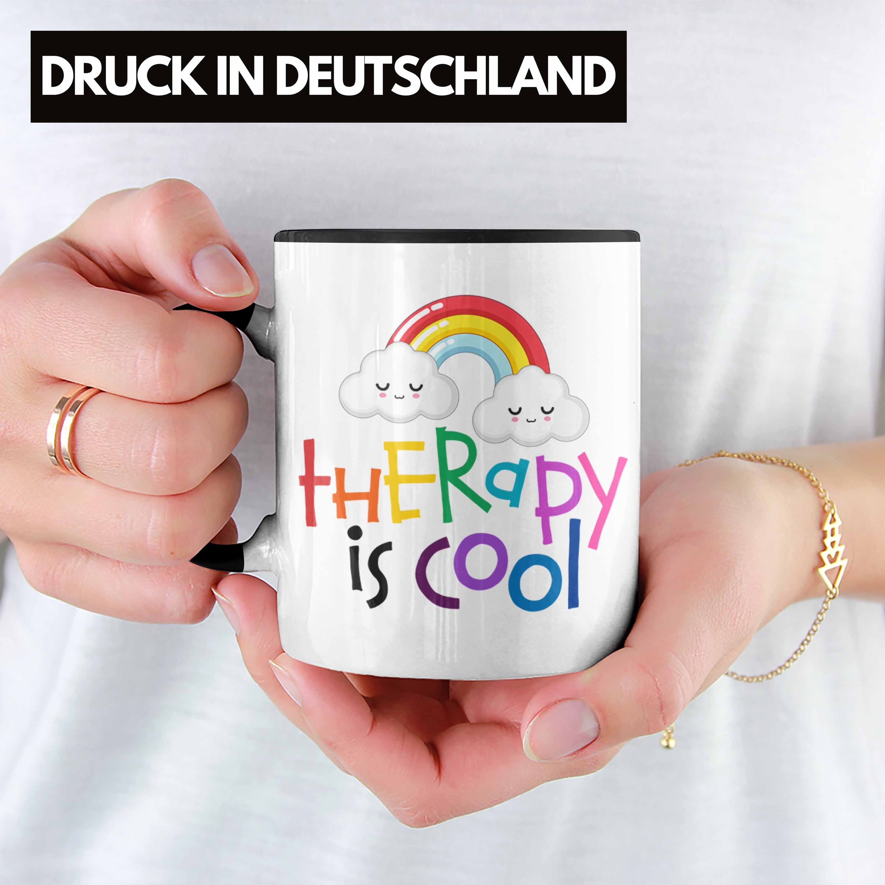Trendation Tasse "Therapy Is Tasse Cool" Schwarz Psychotherapie-Fans für Geschenkidee