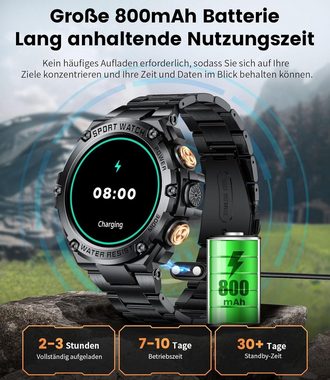 Lige Smartwatch (1,5 Zoll, Android iOS), Herren uhr mit Telefonfunktion Fitness Tracker mit 123 Sportmodi