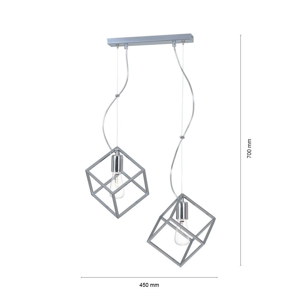 famlights Pendelleuchte Pendelleuchte Julie aus Metall in Silber 2 x E27 max.60W
