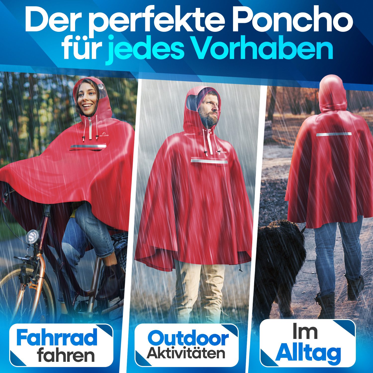 Nextcover Regenponcho NEXTCOVER® NEU Regenponcho Fahrrad für Damen & Herren