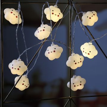 MARELIDA LED-Lichterkette niedliche lächelnde Wolken Kinderzimmer Dekogirlande L: 1,8m weiß, 10-flammig