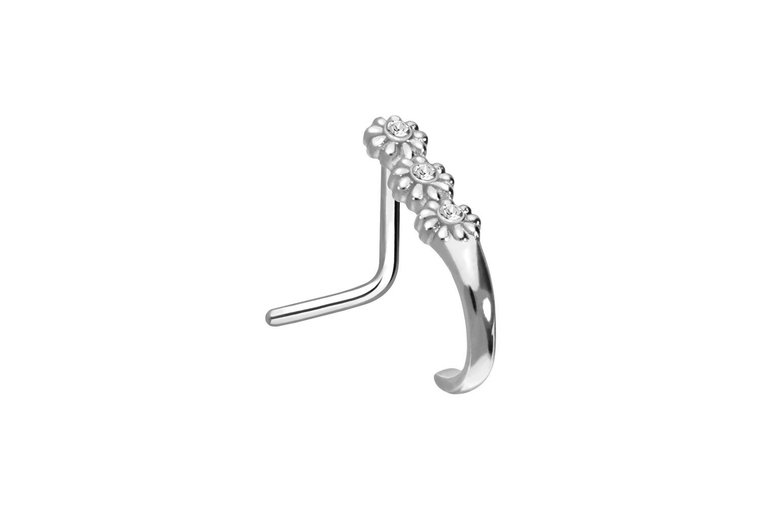 PIERCINGLINE Nasenpiercing Chirurgenstahl Nasenstecker 3 KRISTALLBLUMEN (Nasenstecker, 1-tlg)