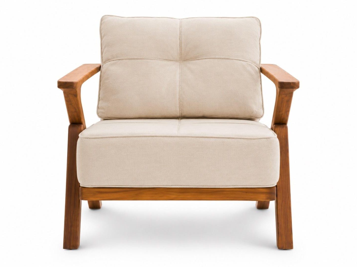Xlmoebel Gartensessel Gartensessel Modern Naturholz Beige Kissen Elegant Stilvoll Komfort (1-St., 1-tlg), Mit Kissen