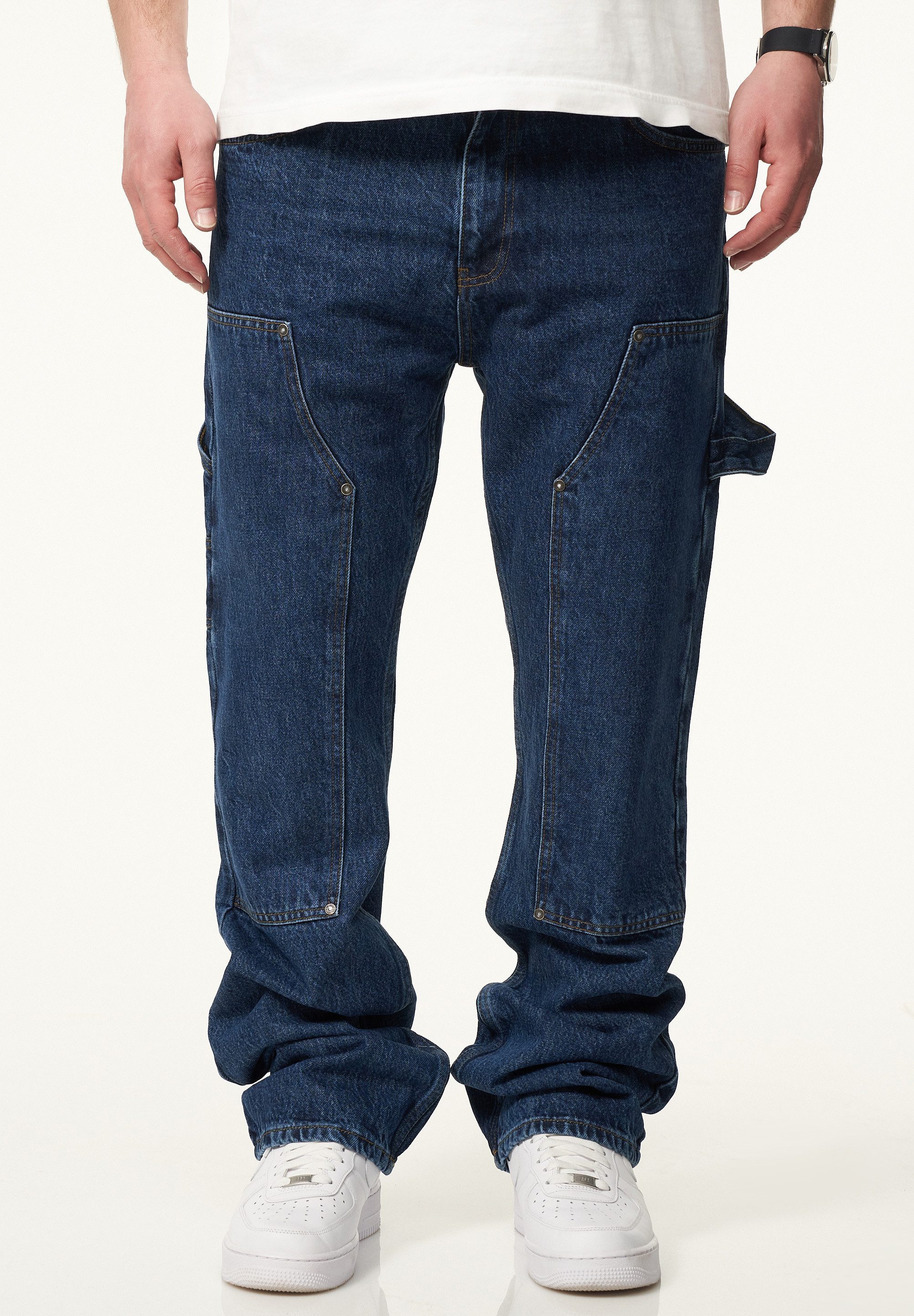 DAILY COTTON Straight-Jeans DCPONTON Herren Lange Carpenter Hose Jeans Straight-Fit Loose-Fit